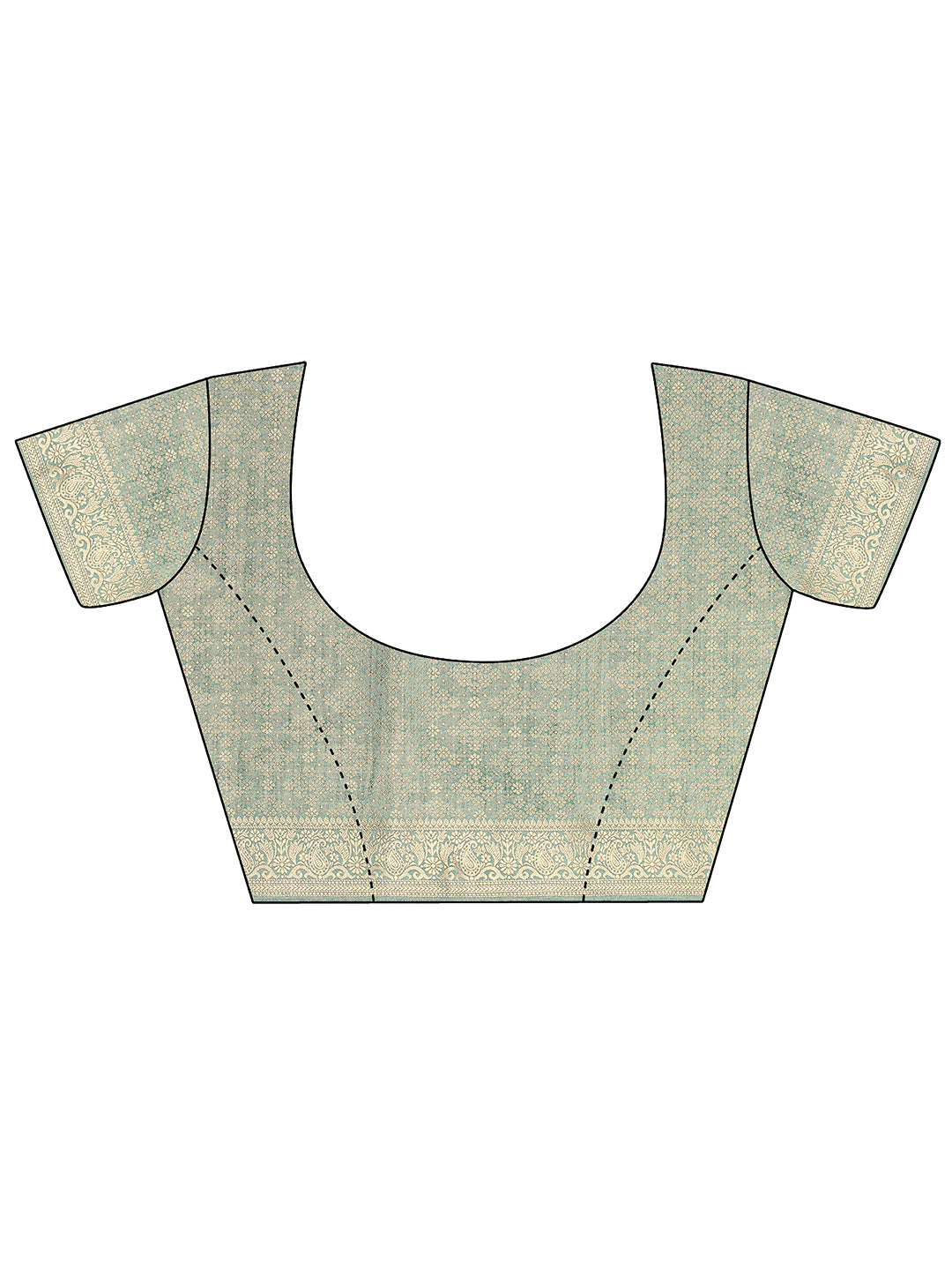  Green Printed Silk Blend Sarees With Unstitched Blouse Piece 