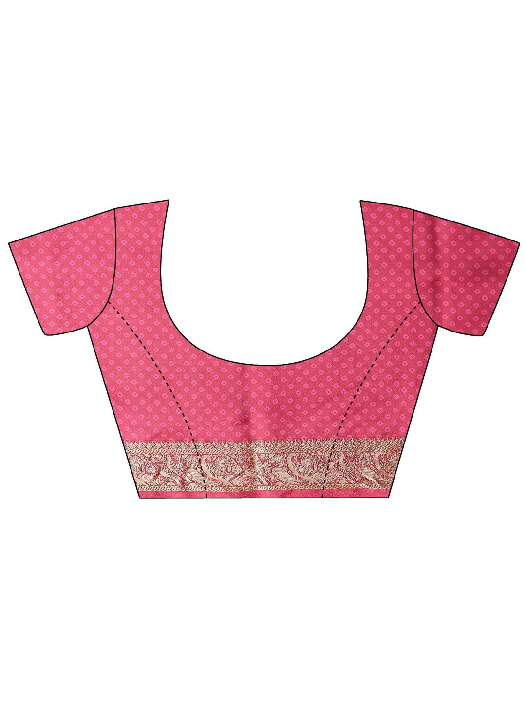  Pink Bandhani Printed Silk Blend Saree With Unstitched Blouse Piece 