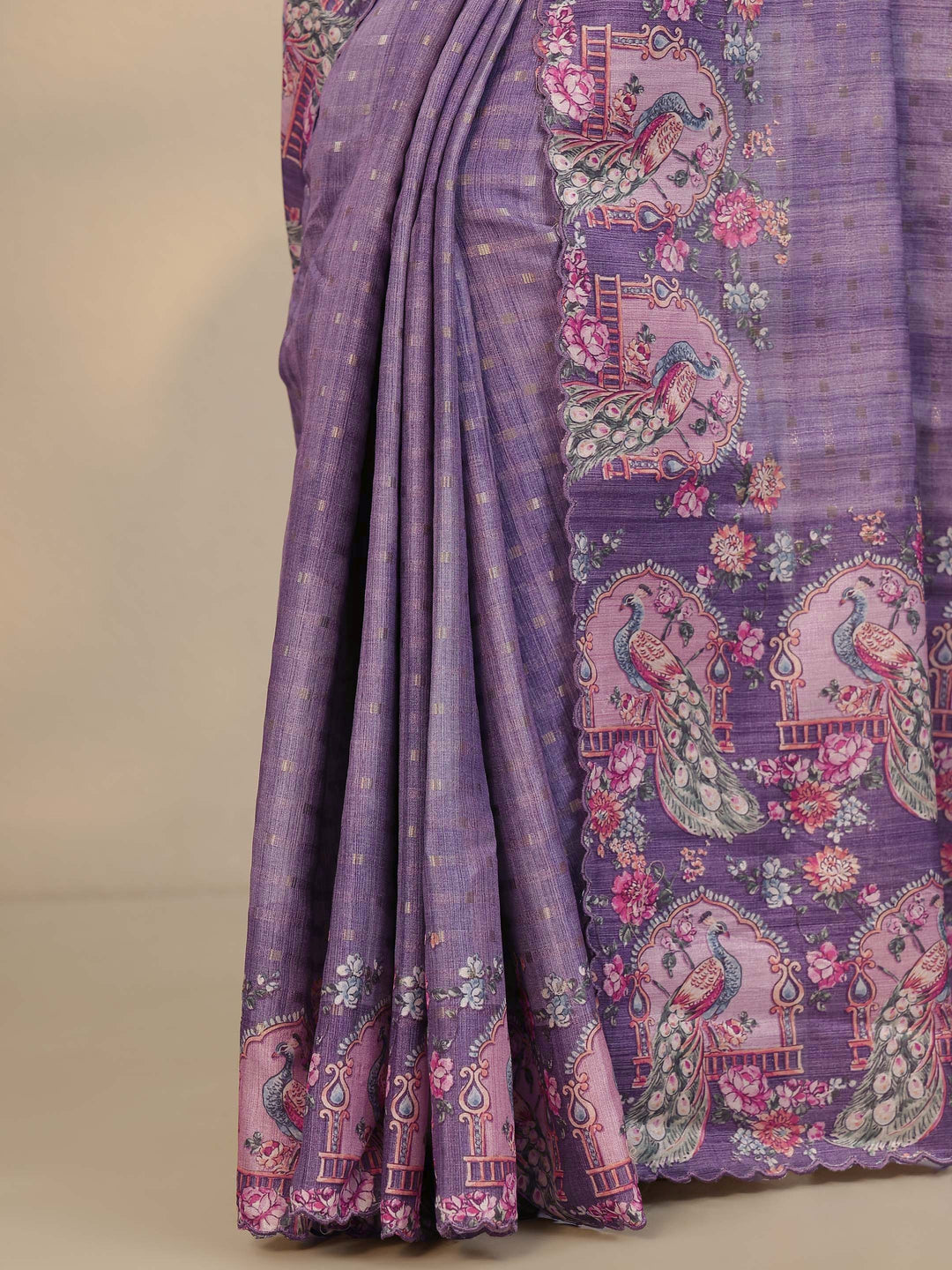  Purple Woven Design Silk Blend Saree With Unstitched Blouse Piece 