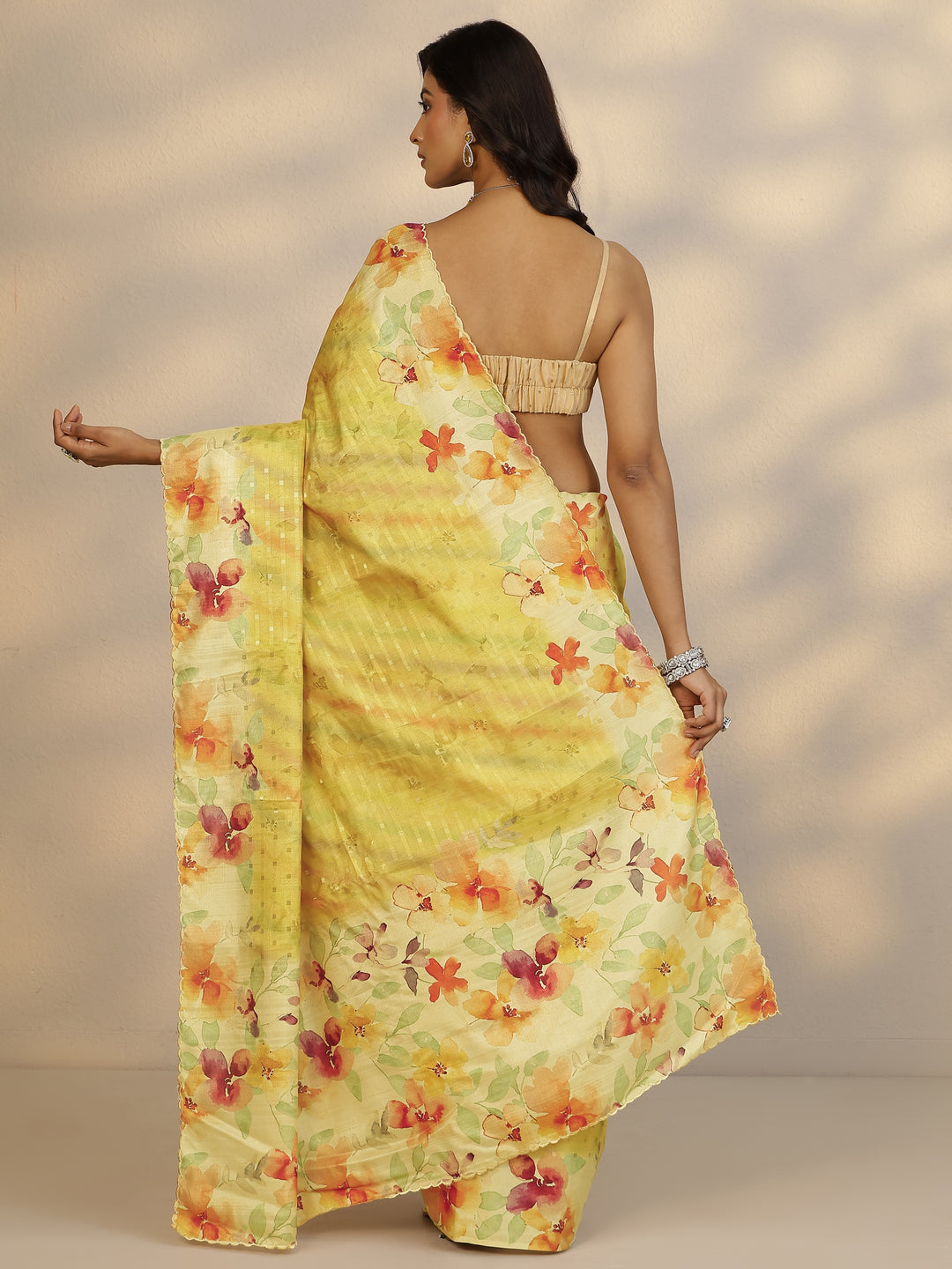  Yellow Woven Design Silk Blend Saree With Unstitched Blouse Piece 