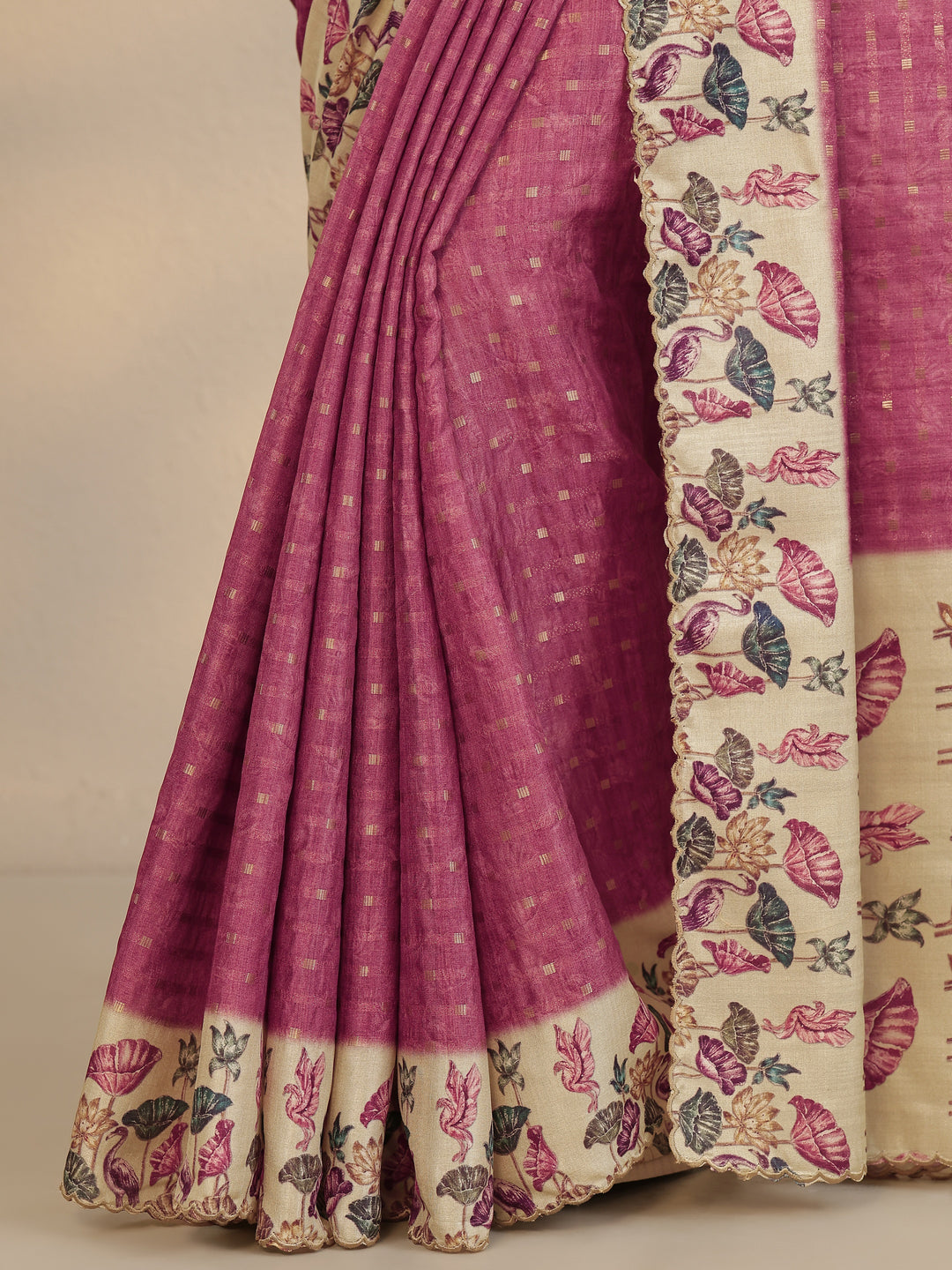  Mauve Woven Design Silk Blend Saree With Unstitched Blouse Piece 