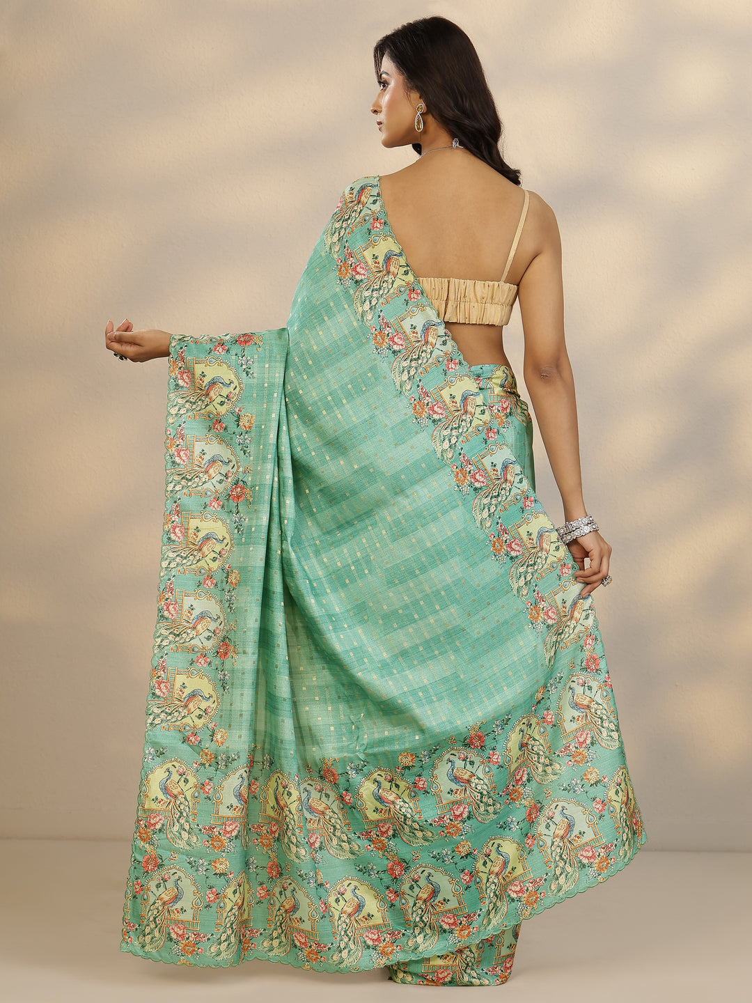  Green Woven Design Silk Blend Saree With Unstitched Blouse Piece 