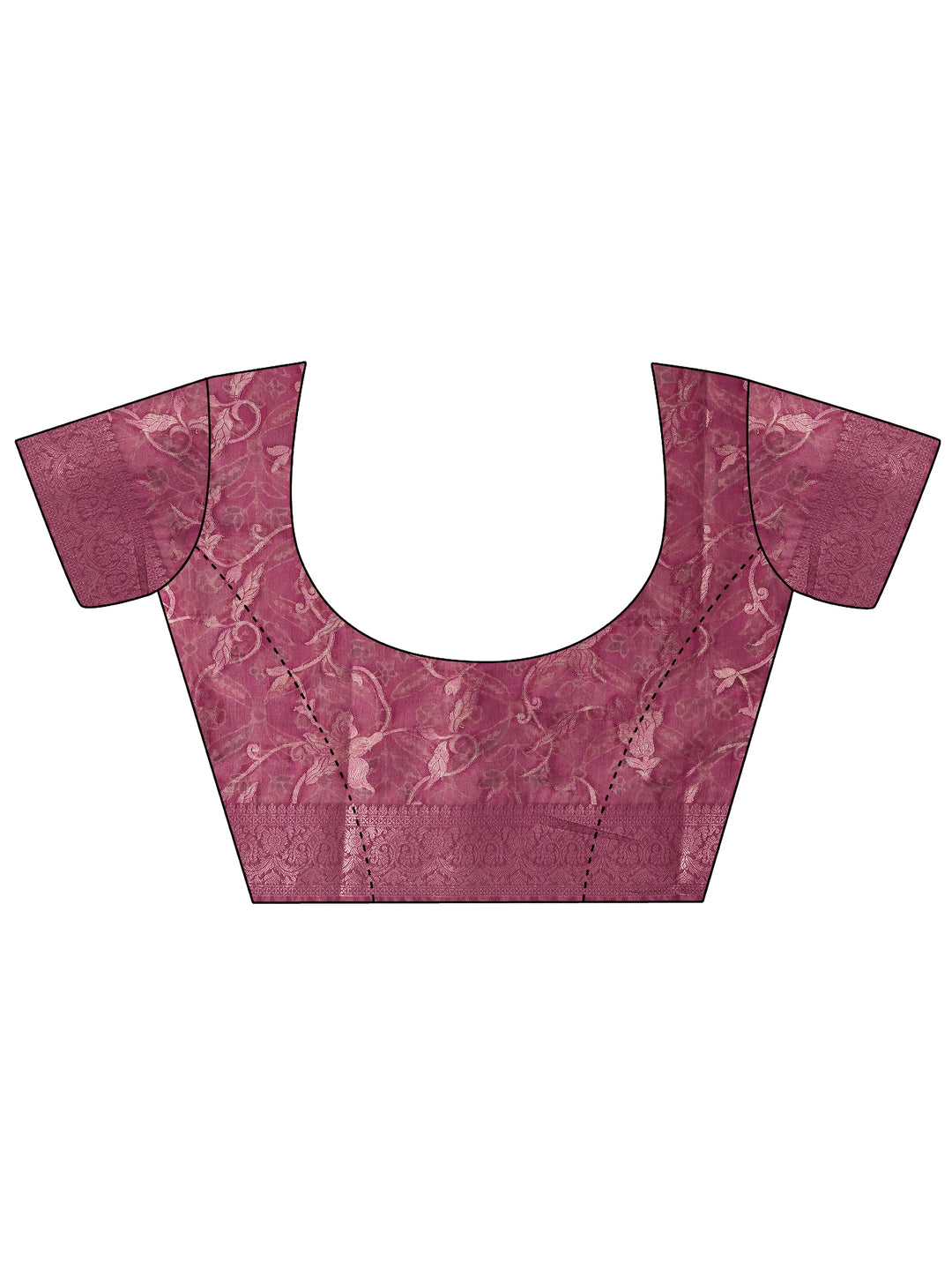  Burgundy Printed Silk Blend Saree With Unstitched Blouse Piece 