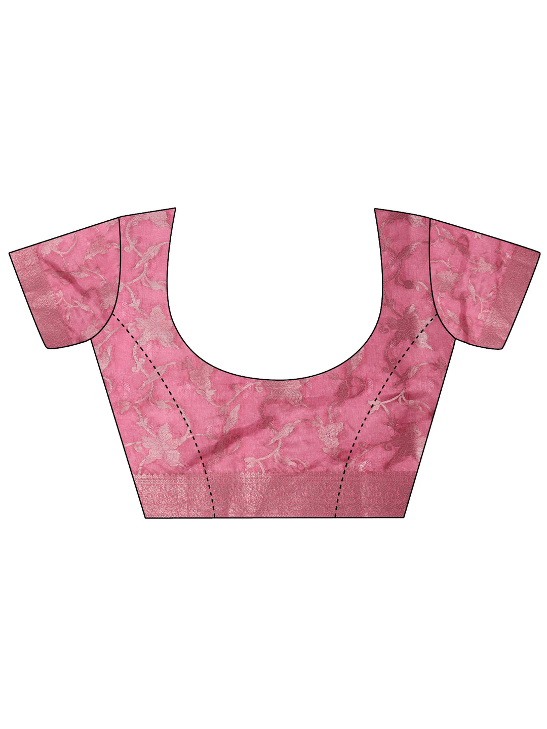  Pink Printed Silk Blend Saree With Unstitched Blouse Piece 