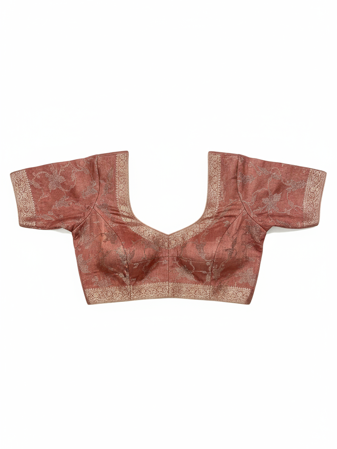  Coral Printed Silk Blend Saree With Unstitched Blouse Piece 