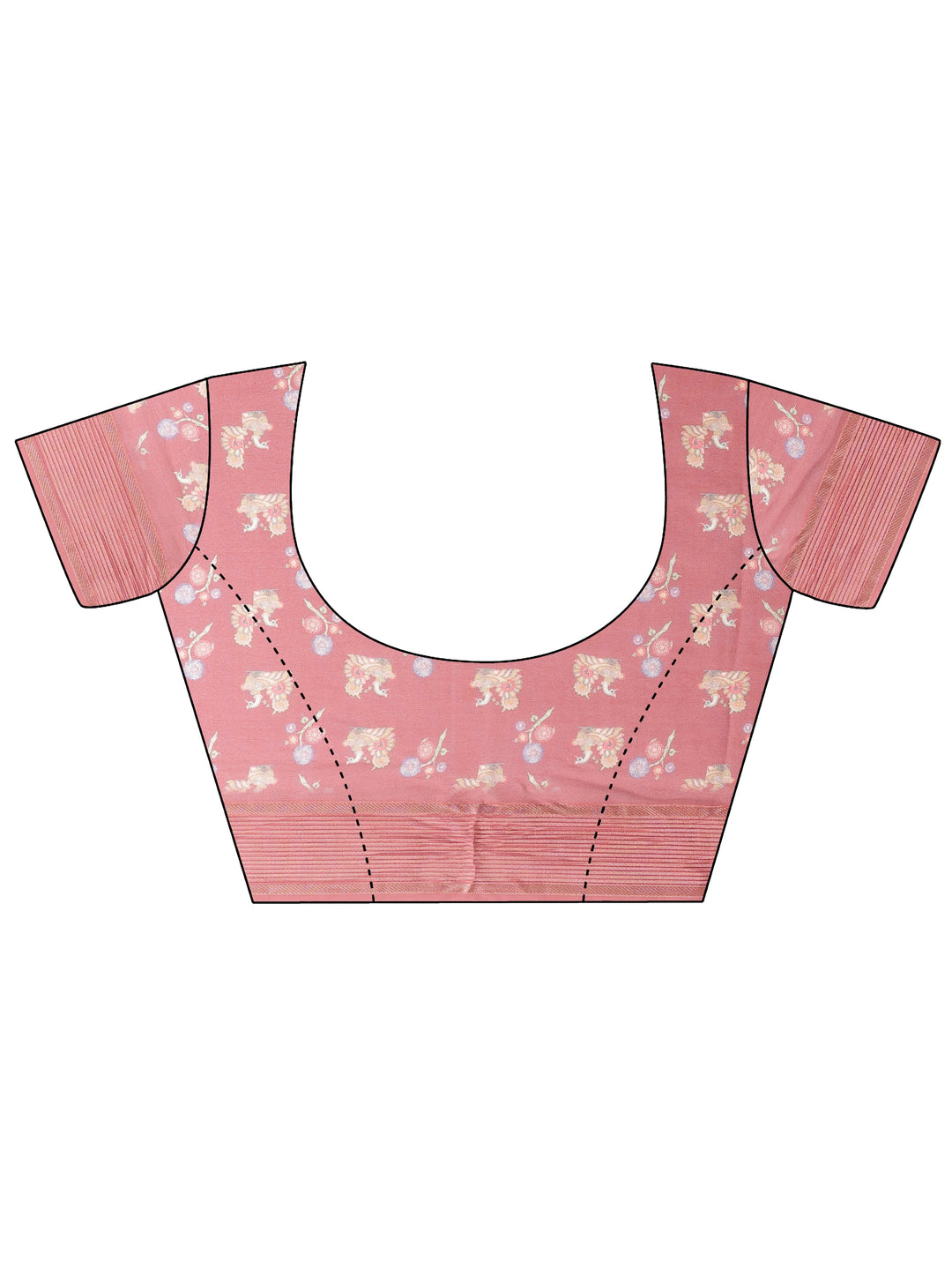  Brown Printed Georgette Saree With Unstitched Blouse Piece 