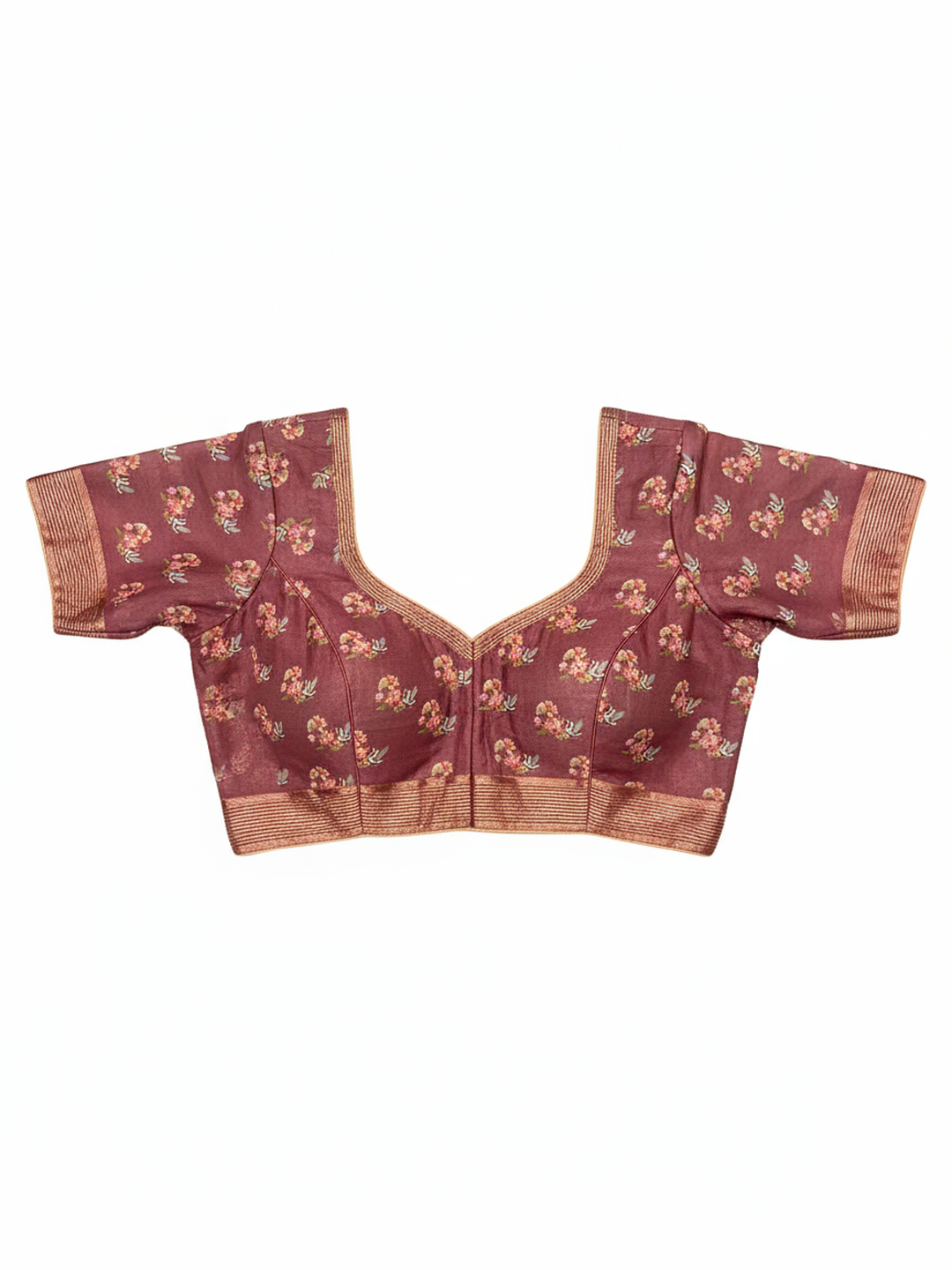  Mauve Printed Pure Georgette Saree With Unstitched Blouse Piece 