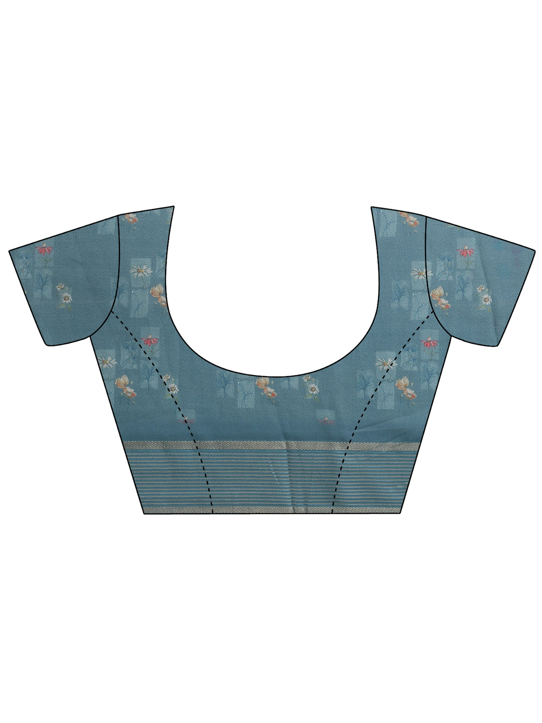  Blue Solid Georgette Saree With Unstitched Blouse Piece 