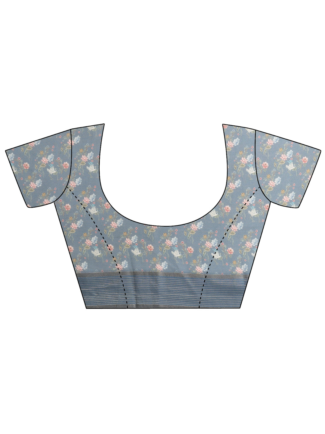  Grey Printed Pure Georgette Saree With Unstitched Blouse Piece 