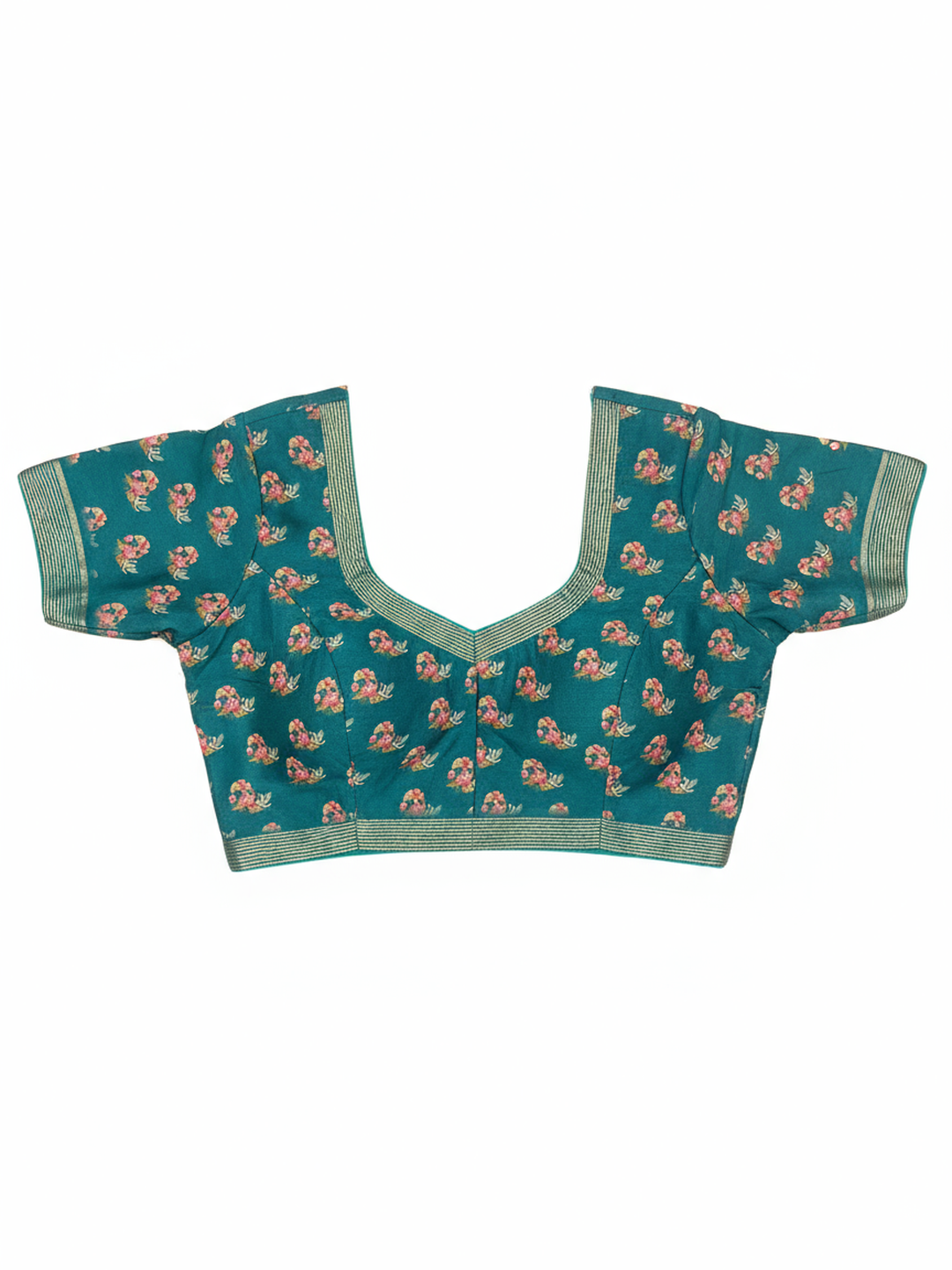  Green Printed Pure Georgette Saree With Unstitched Blouse Piece 