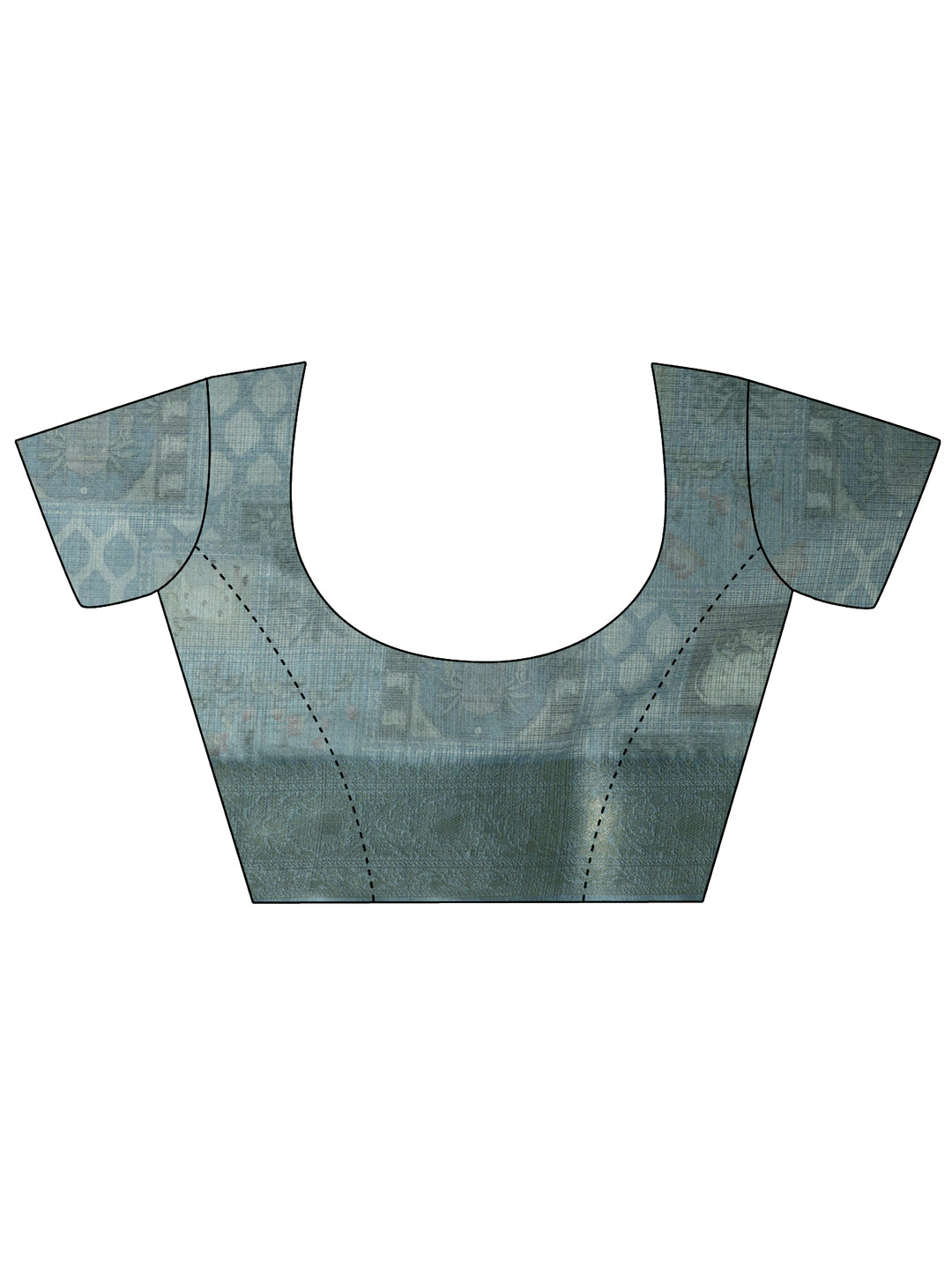  Blue Tribal Printed Kota Saree With Unstitched Blouse Piece 