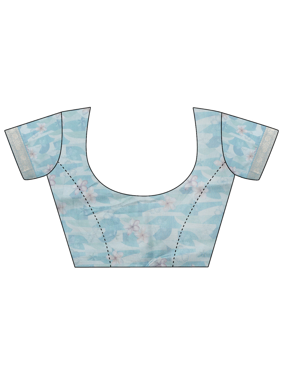  Green Printed Kota Saree With Unstitched Blouse Piece 