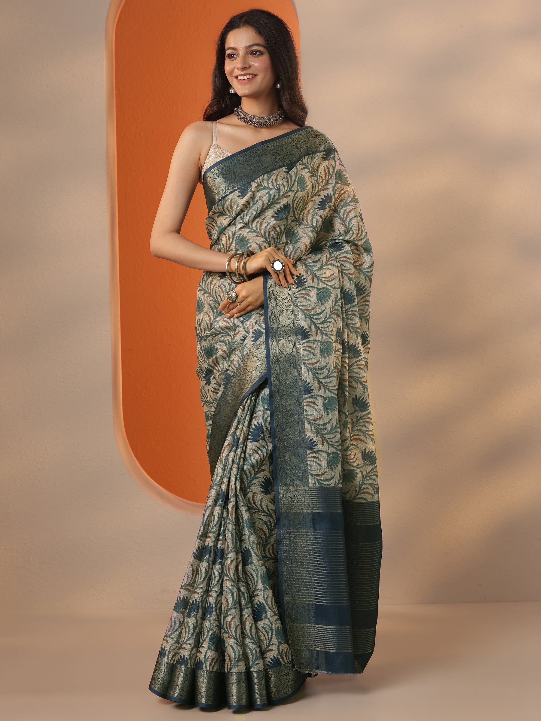 Libas Art Pink Embellished Silk Blend Palazzo Saree