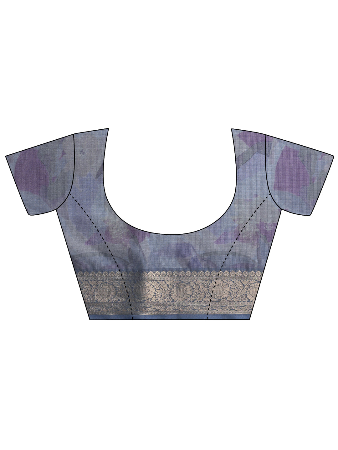  Grey Printed Kota Saree With Unstitched Blouse Piece 