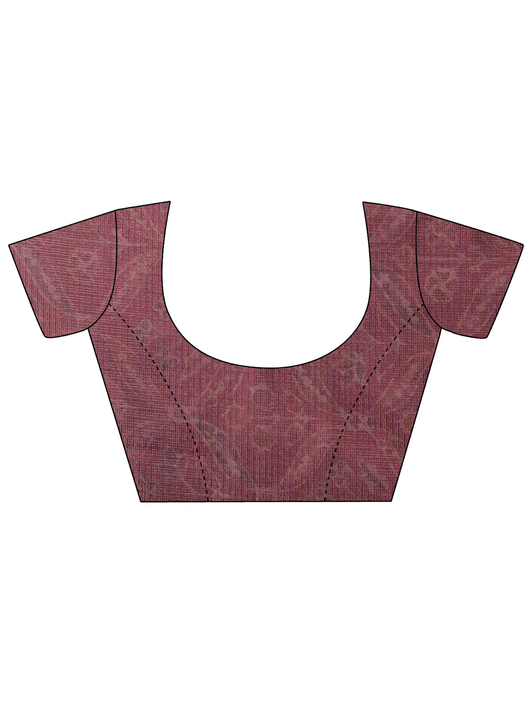  Burgundy Printed Kota Saree With Unstitched Blouse Piece 