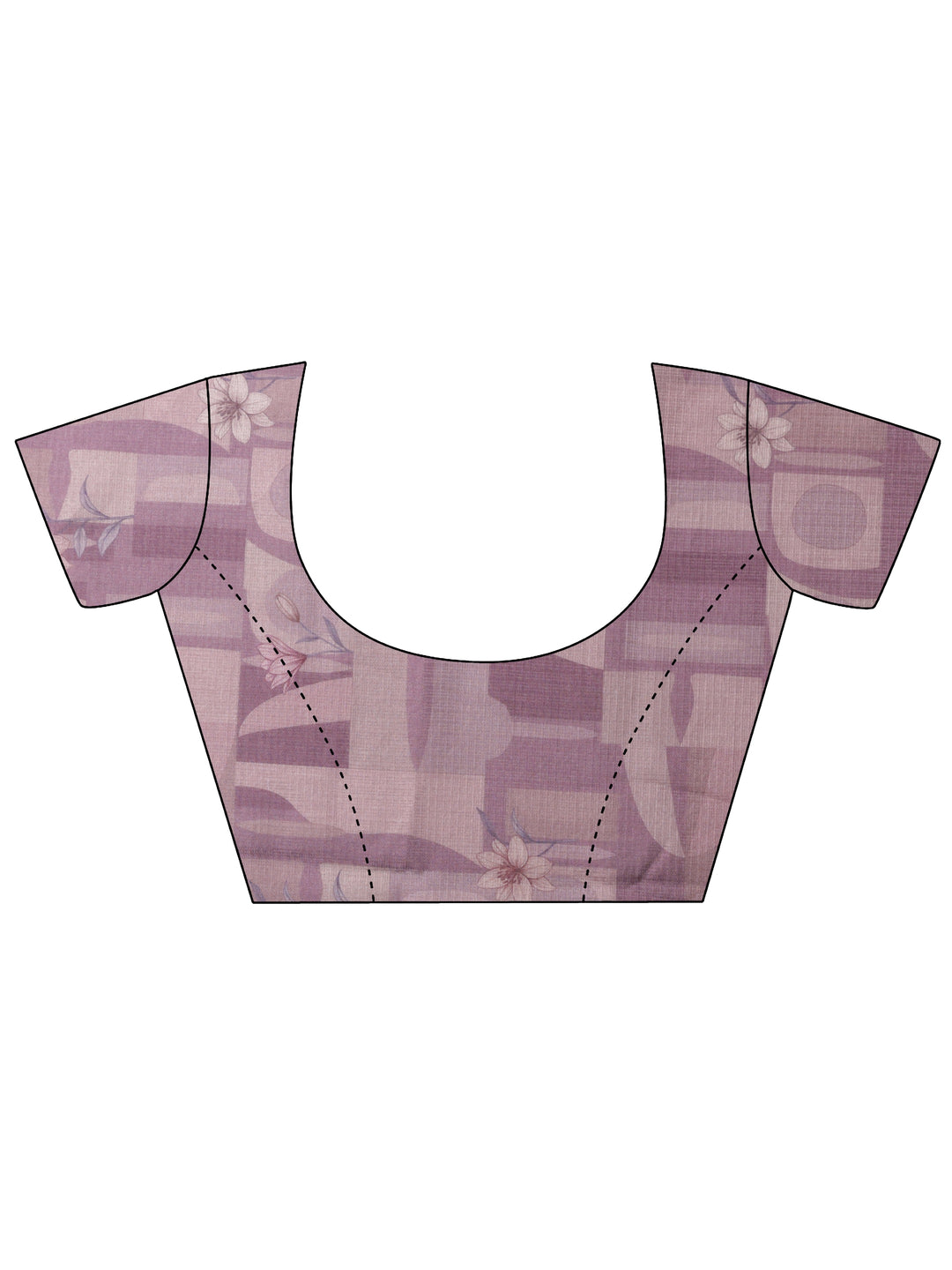  Lavender Printed Kota Saree With Unstitched Blouse Piece 
