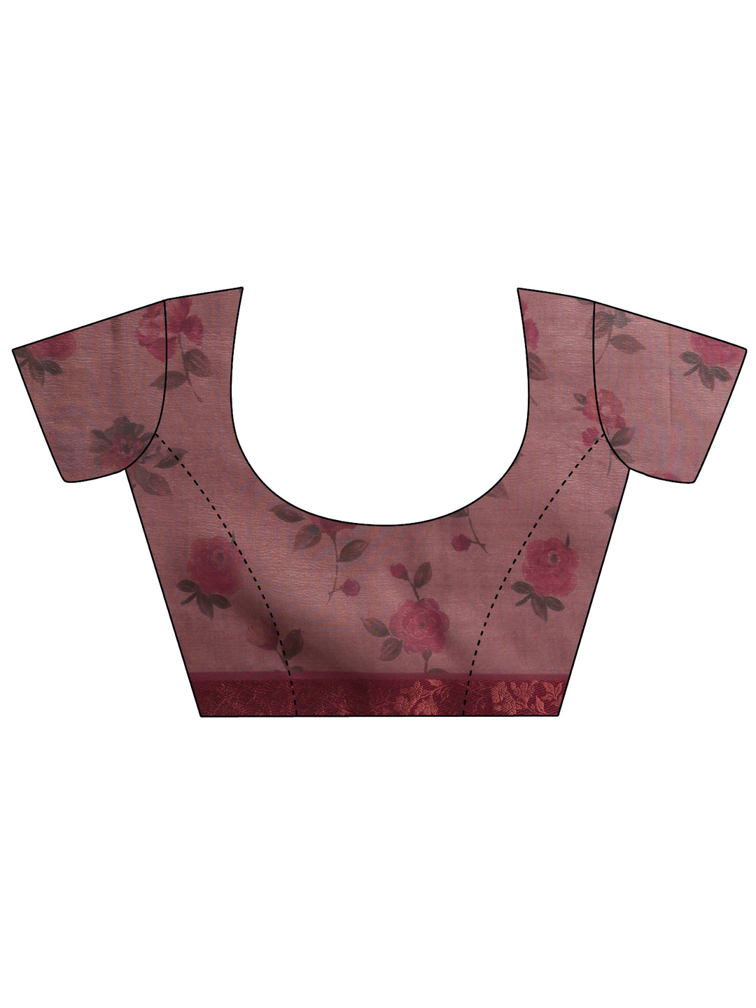  Gold Printed Chinon Saree With Unstitched Blouse Piece 