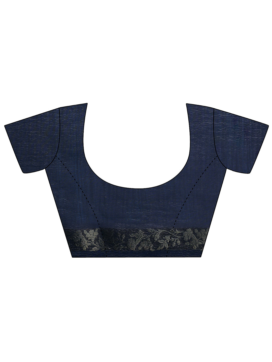  Blue Printed Chinon Saree With Unstitched Blouse Piece 