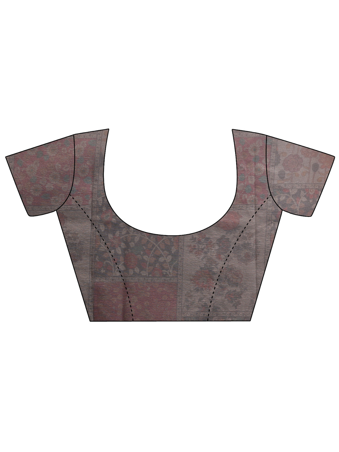  Multi Printed Chinon Saree With Unstitched Blouse Piece 