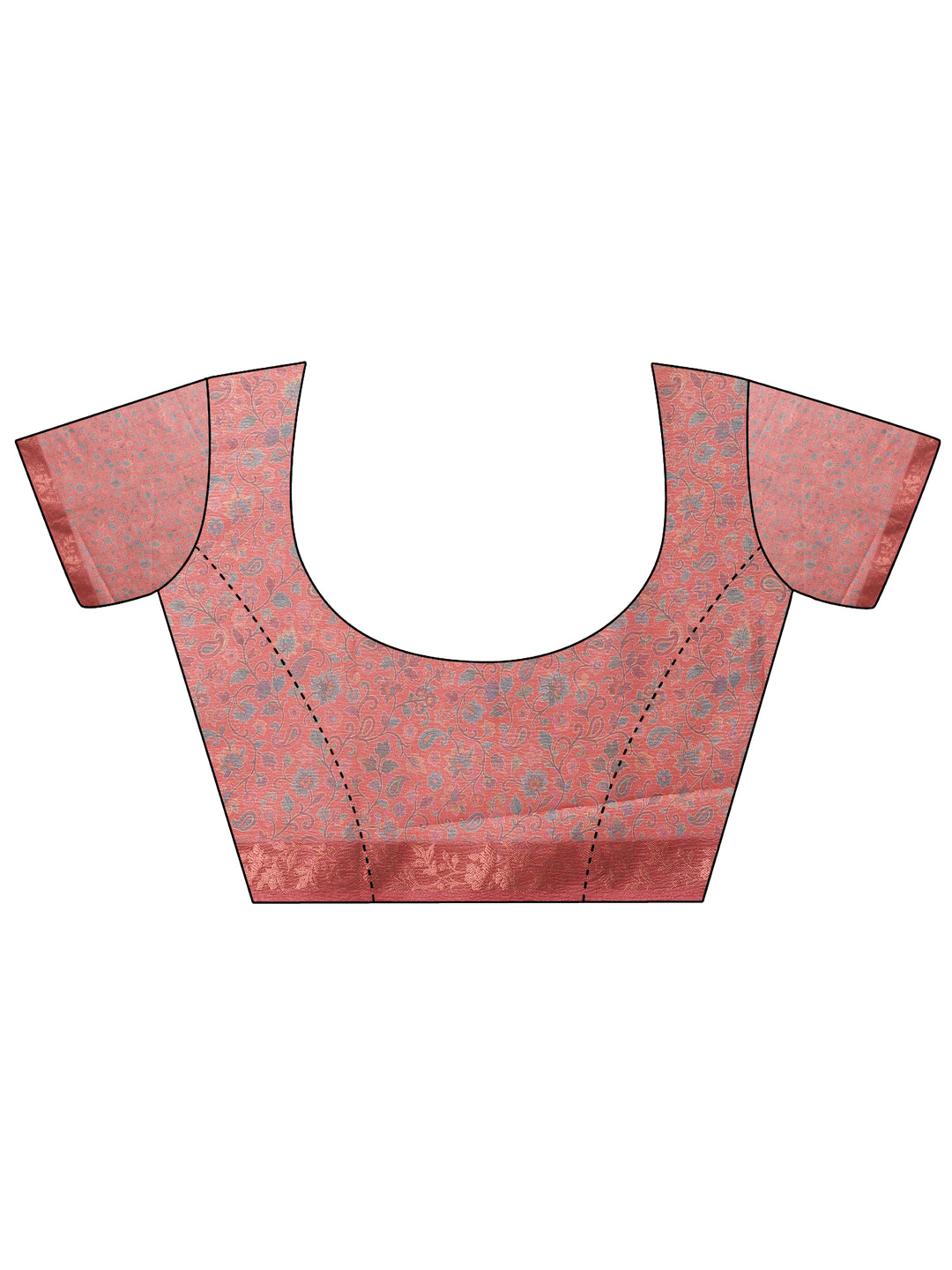  Multi Printed Chinon Saree With Unstitched Blouse Piece 
