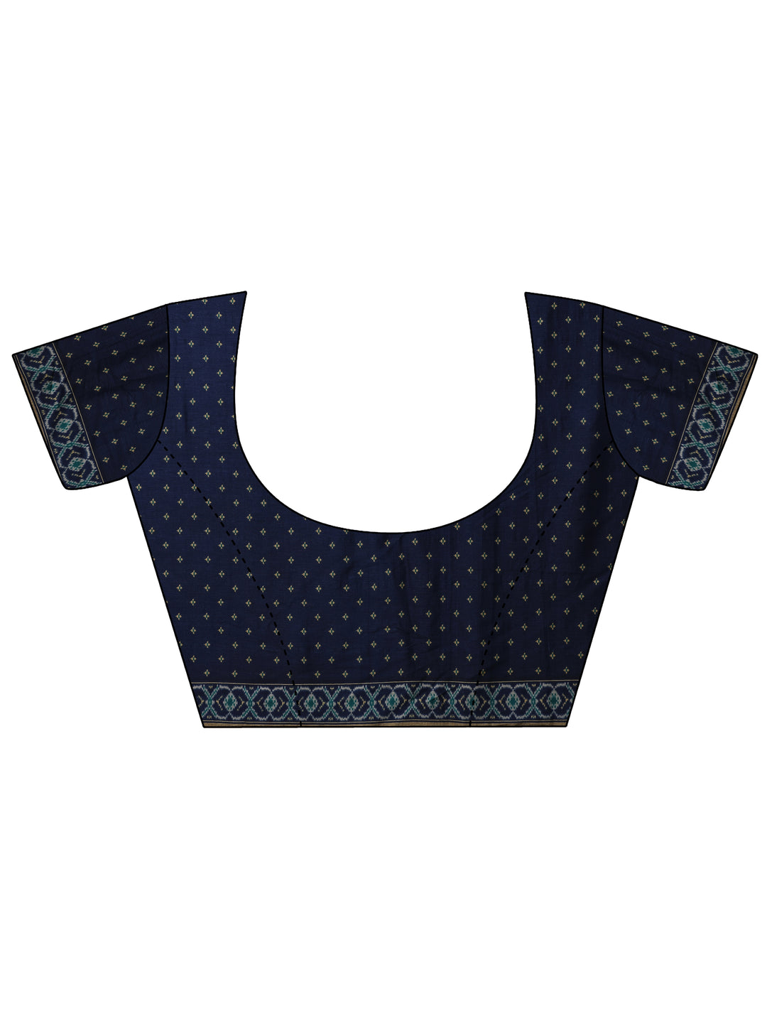  Blue Printed Silk Blend Saree With Unstitched Blouse Piece 