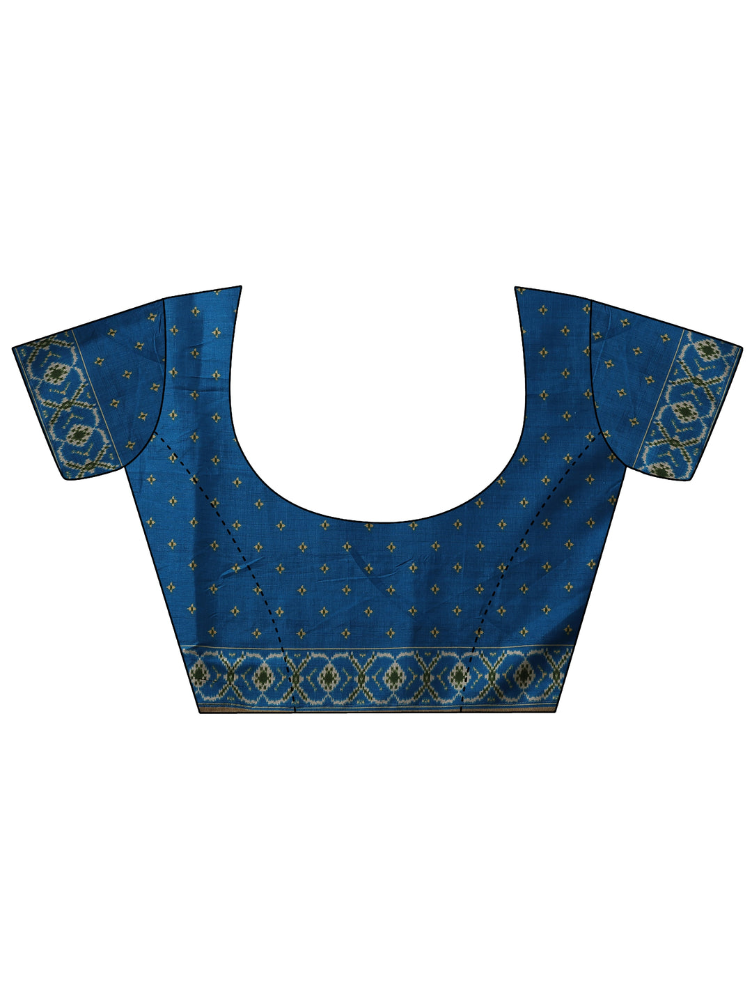  Blue Printed Silk Blend Saree With Unstitched Blouse Piece 