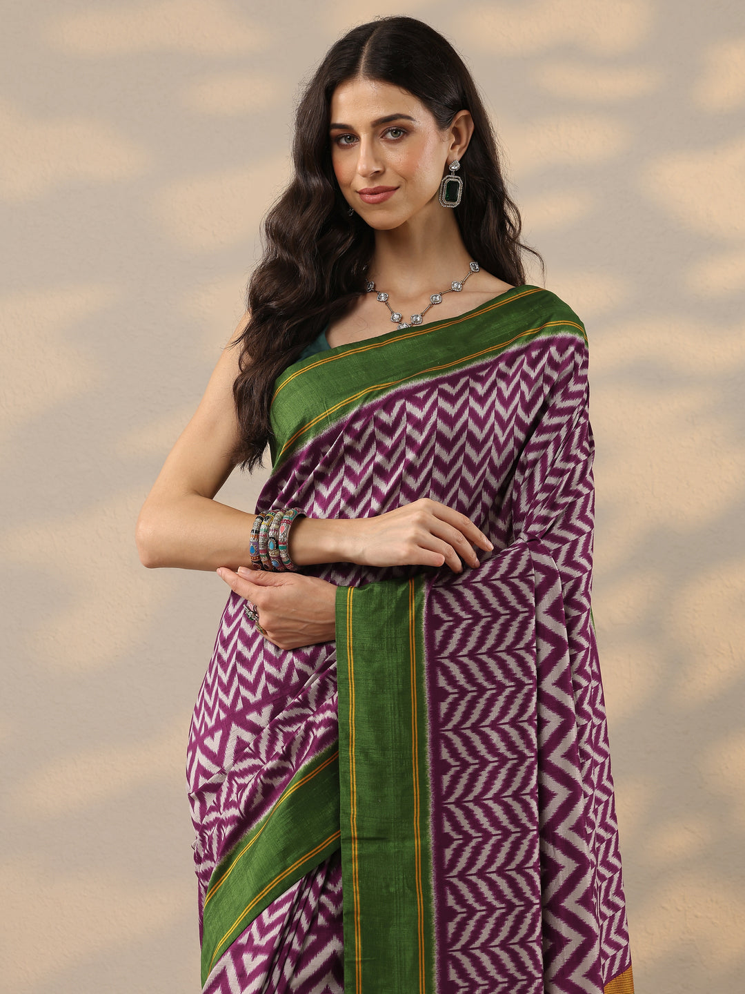  Pink Leheriya Printed Silk Blend Saree With Unstitched Blouse Piece 
