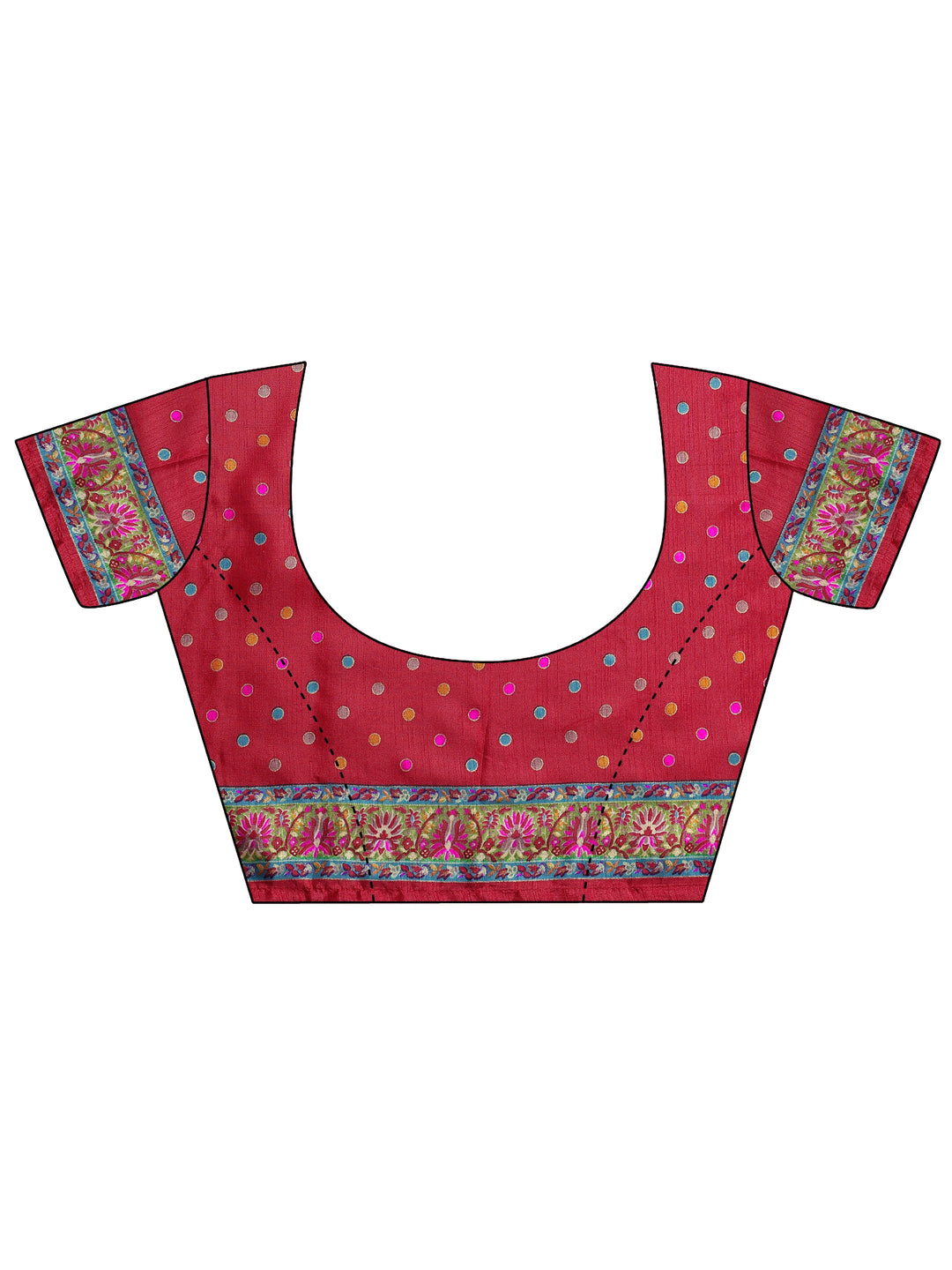  Multi Printed Silk Blend Saree With Unstitched Blouse Piece 