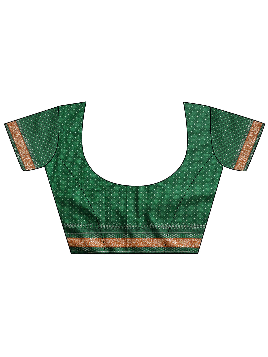  Green Printed Silk Blend Saree With Unstitched Blouse Piece 