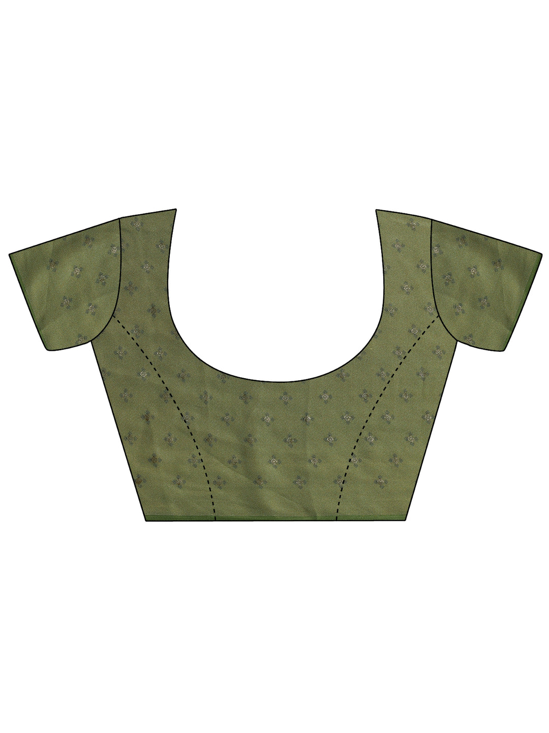  Green Printed Silk Blend Saree With Unstitched Blouse Piece 