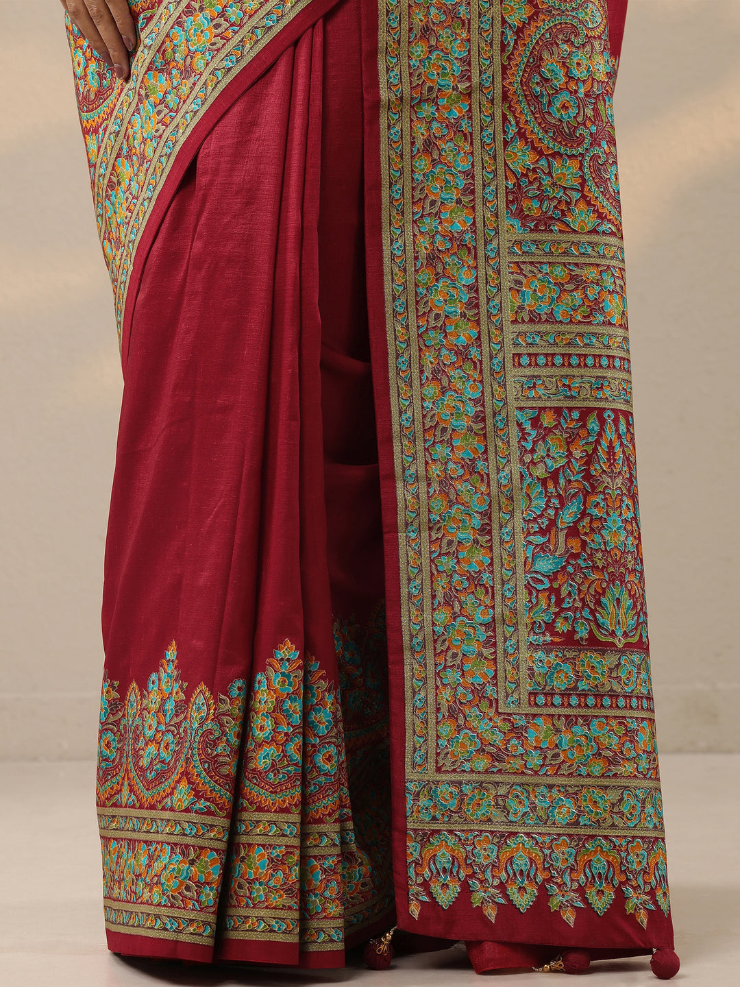 Pink Solid Silk Blend Saree With Unstitched Blouse Piece 