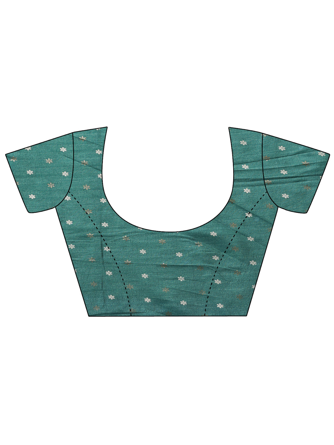  Green Printed Silk Blend Saree With Unstitched Blouse Piece 