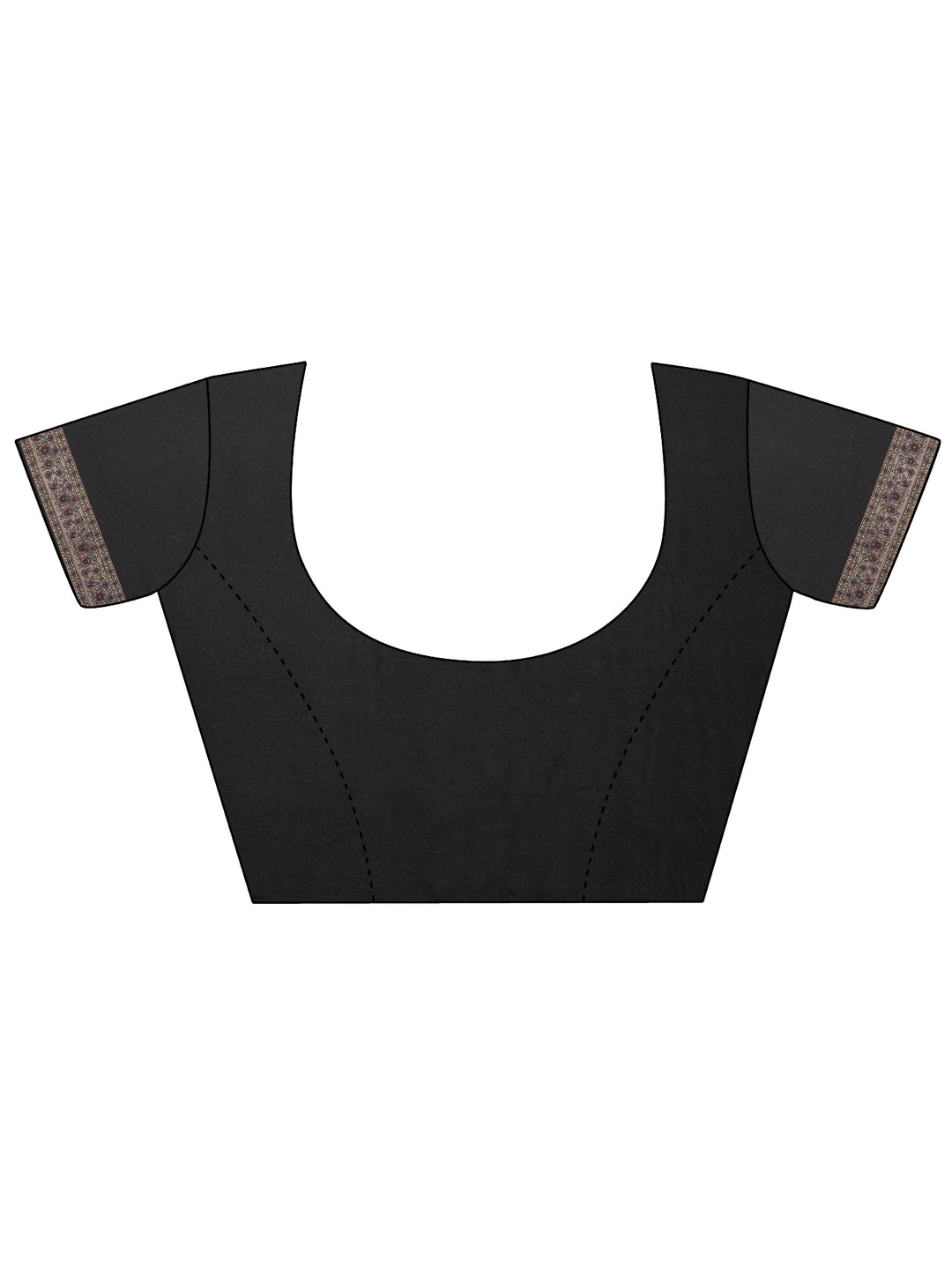  Black Printed Silk Blend Saree With Unstitched Blouse Piece 