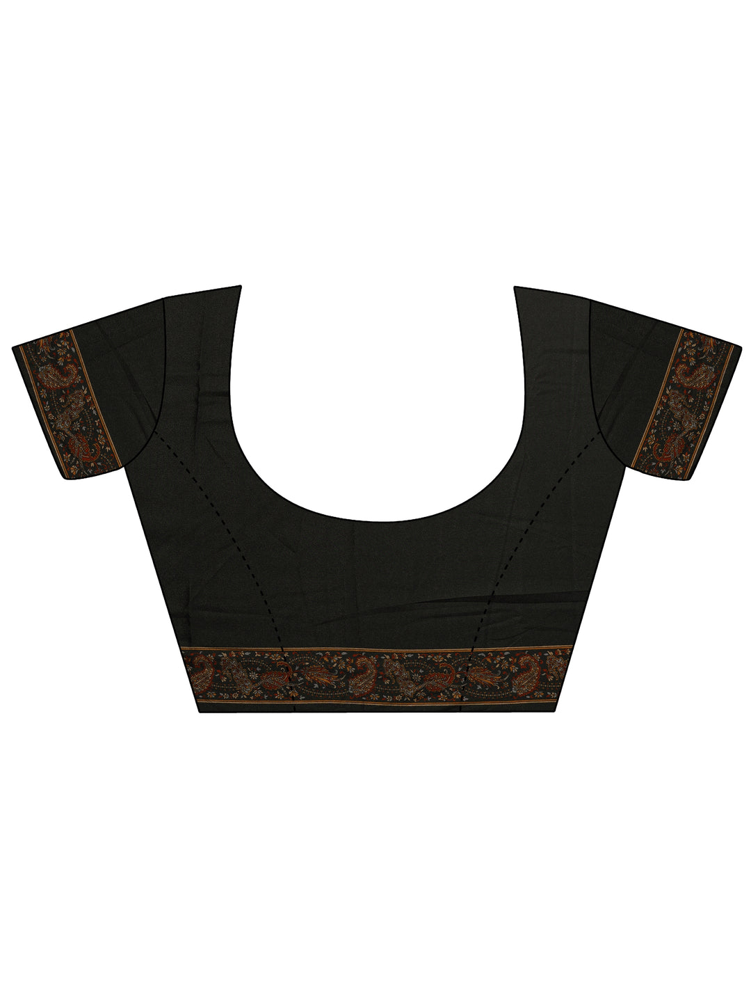  Black Printed Silk Blend Saree With Unstitched Blouse Piece 