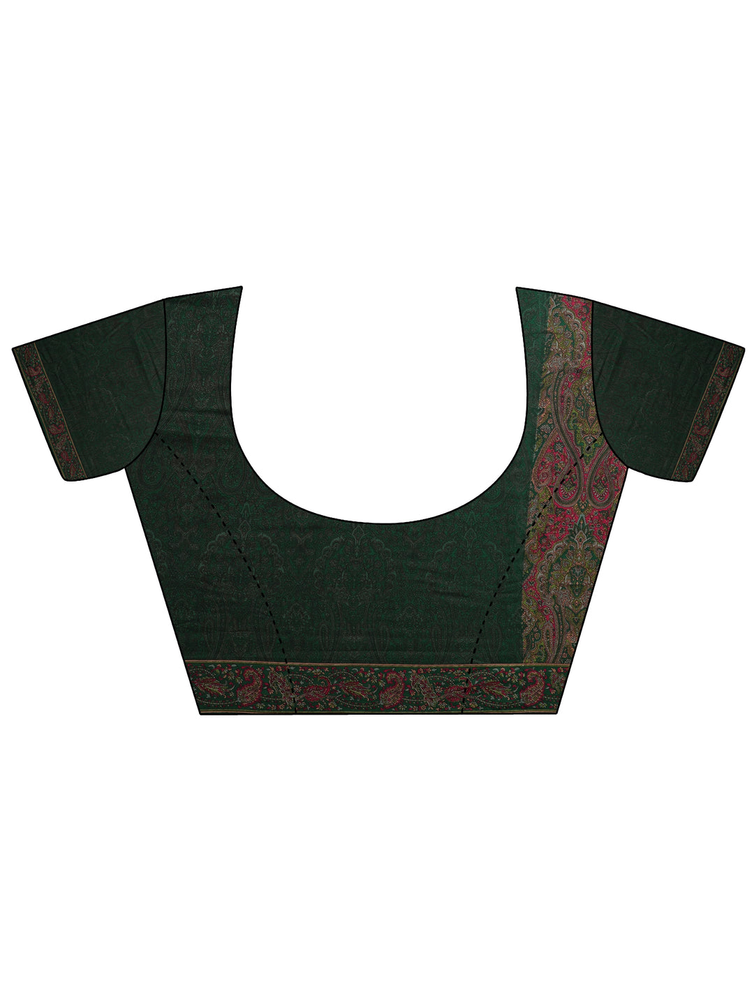  Green Printed Silk Blend Saree With Unstitched Blouse Piece 