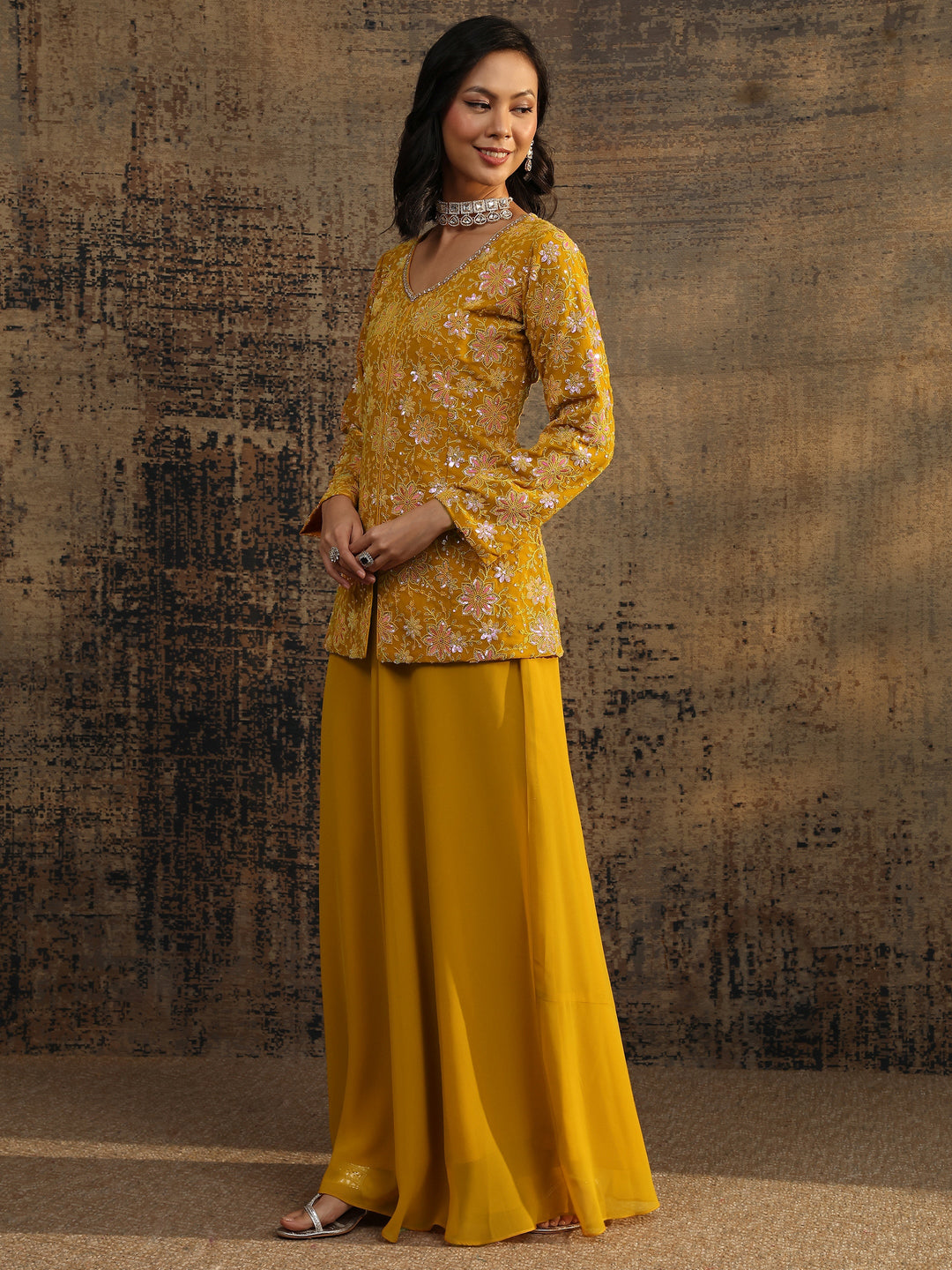  Coral Printed Cotton A-Line Suit Set With Dupatta 