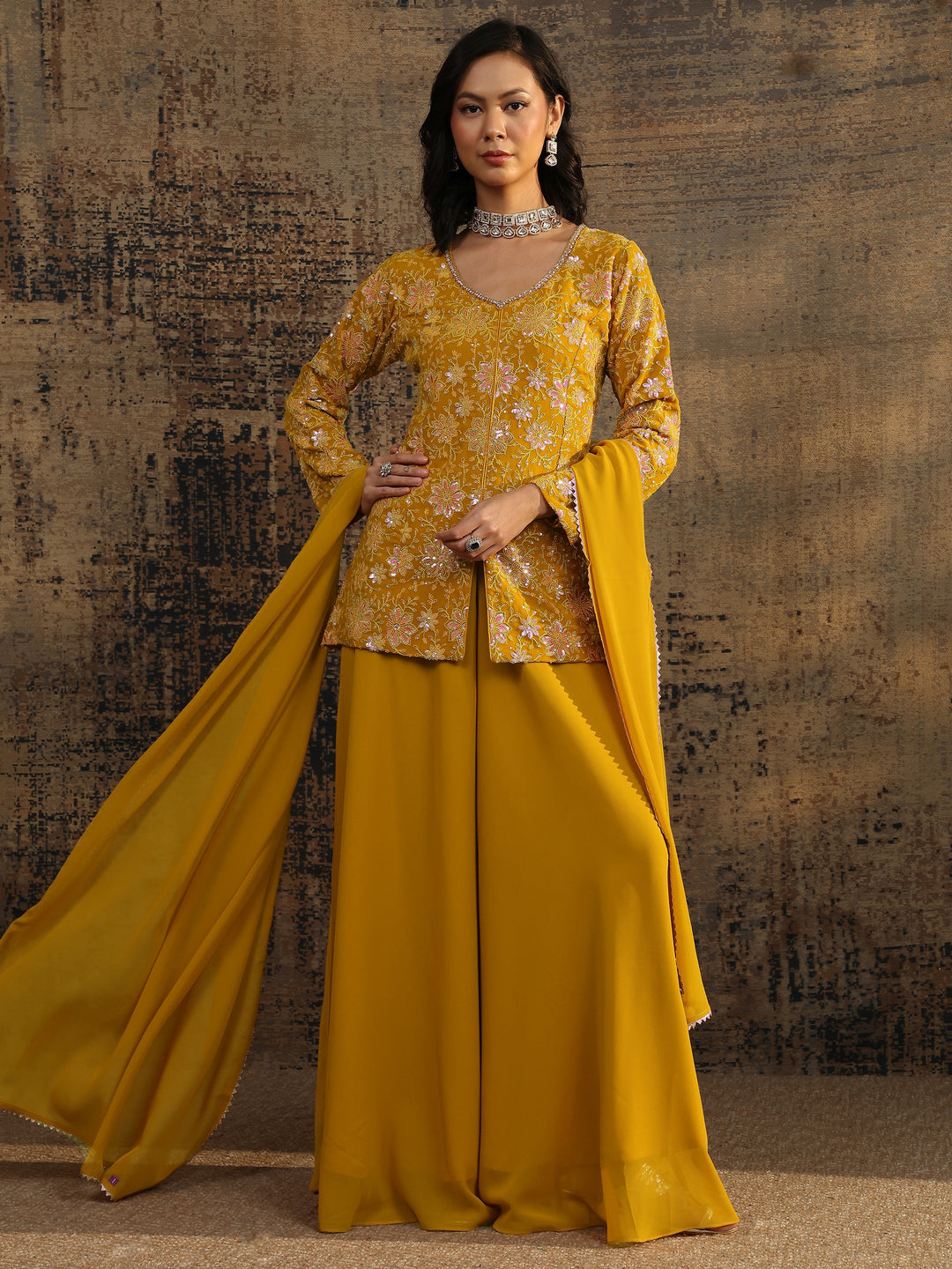  Coral Printed Cotton A-Line Suit Set With Dupatta 