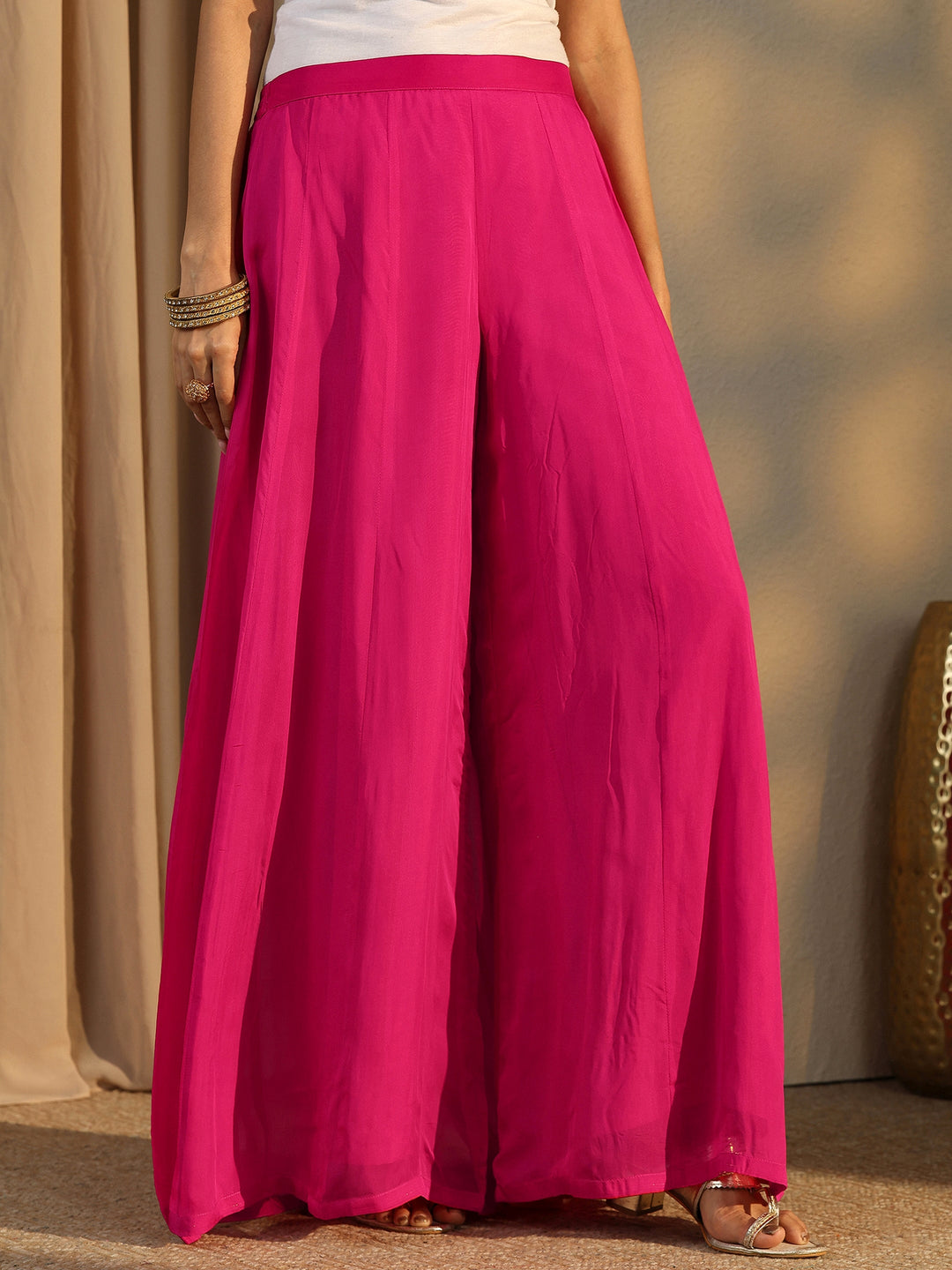  Libas Art Pink Embroidered Silk Blend Straight Suit Set With Dupatta 