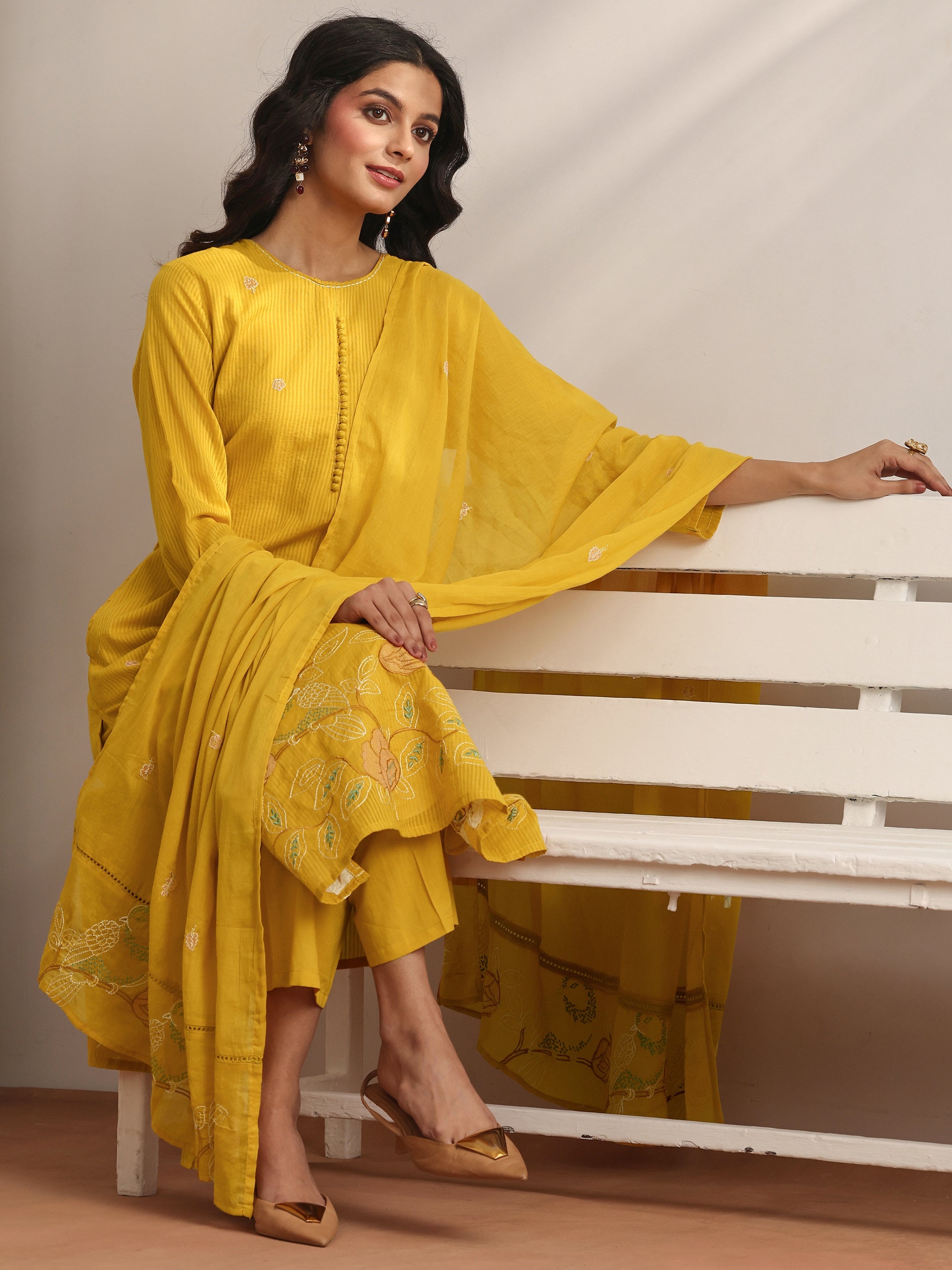 libas Mustard Embroidered Cotton Straight Suit Set With Dupatta-picture-66