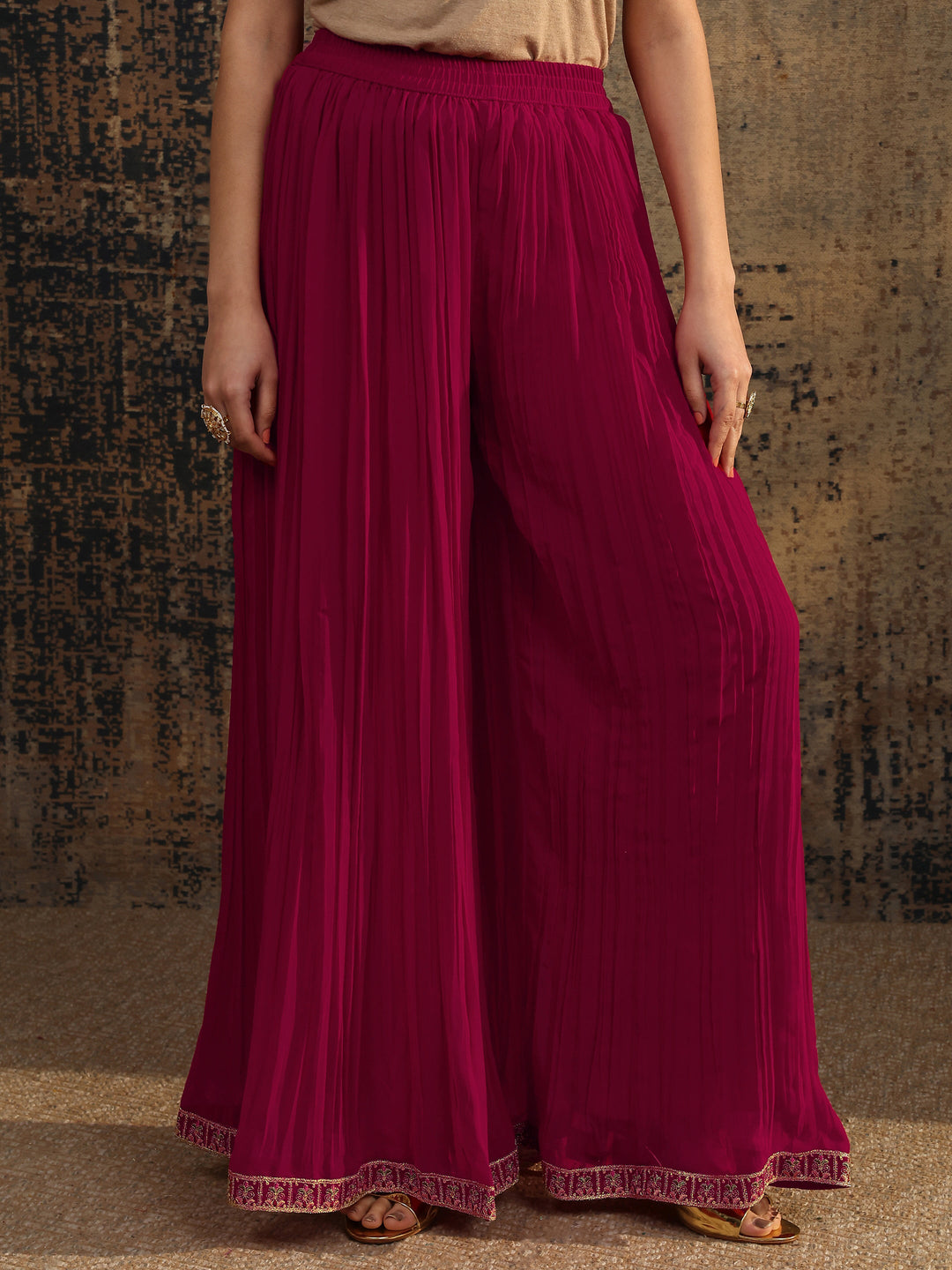  Libas Art Pink Embroidered Georgette Anarkali Suit Set With Dupatta 