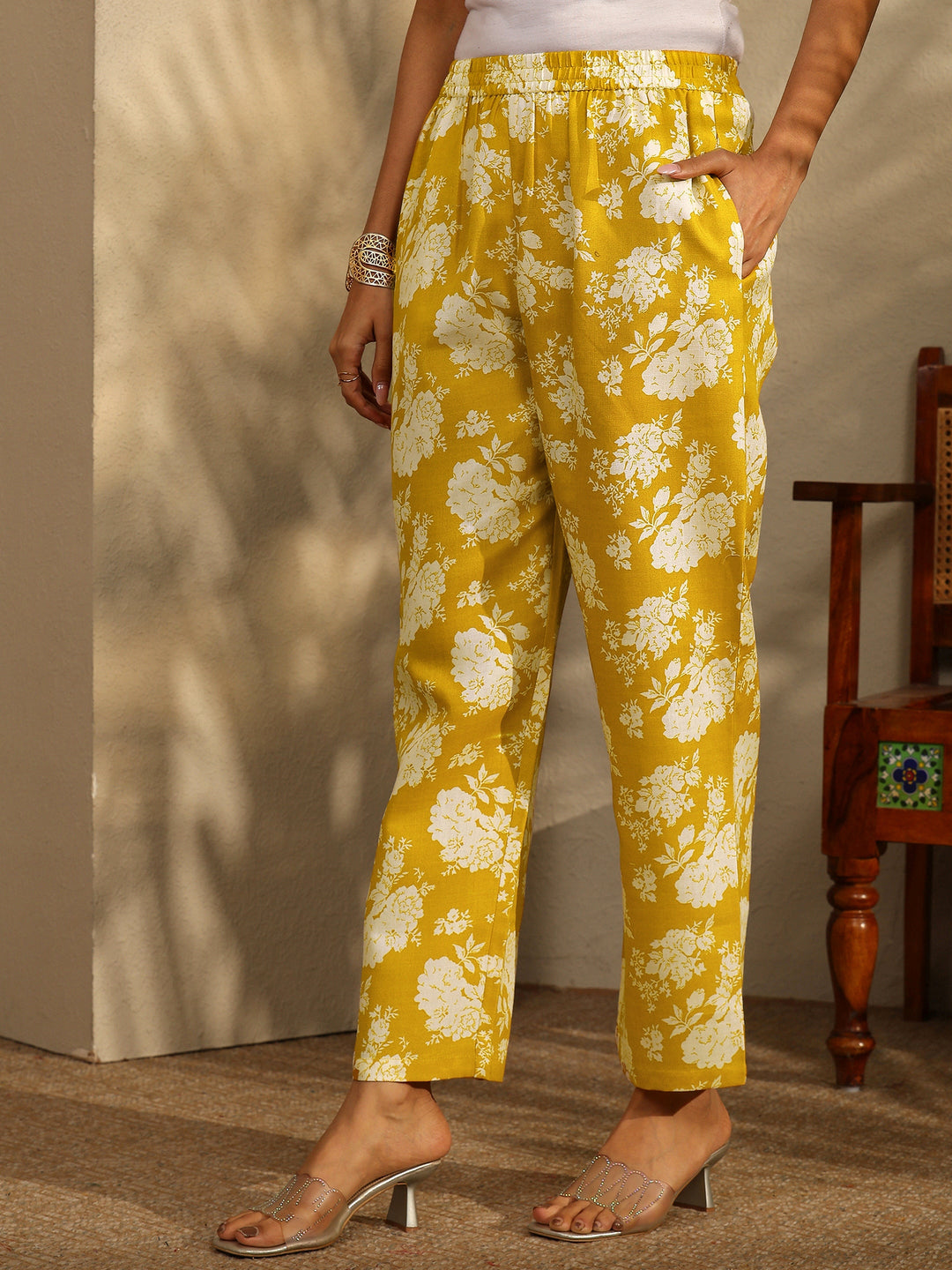  Mustard Printed Cotton Blend Co-Ord Set 