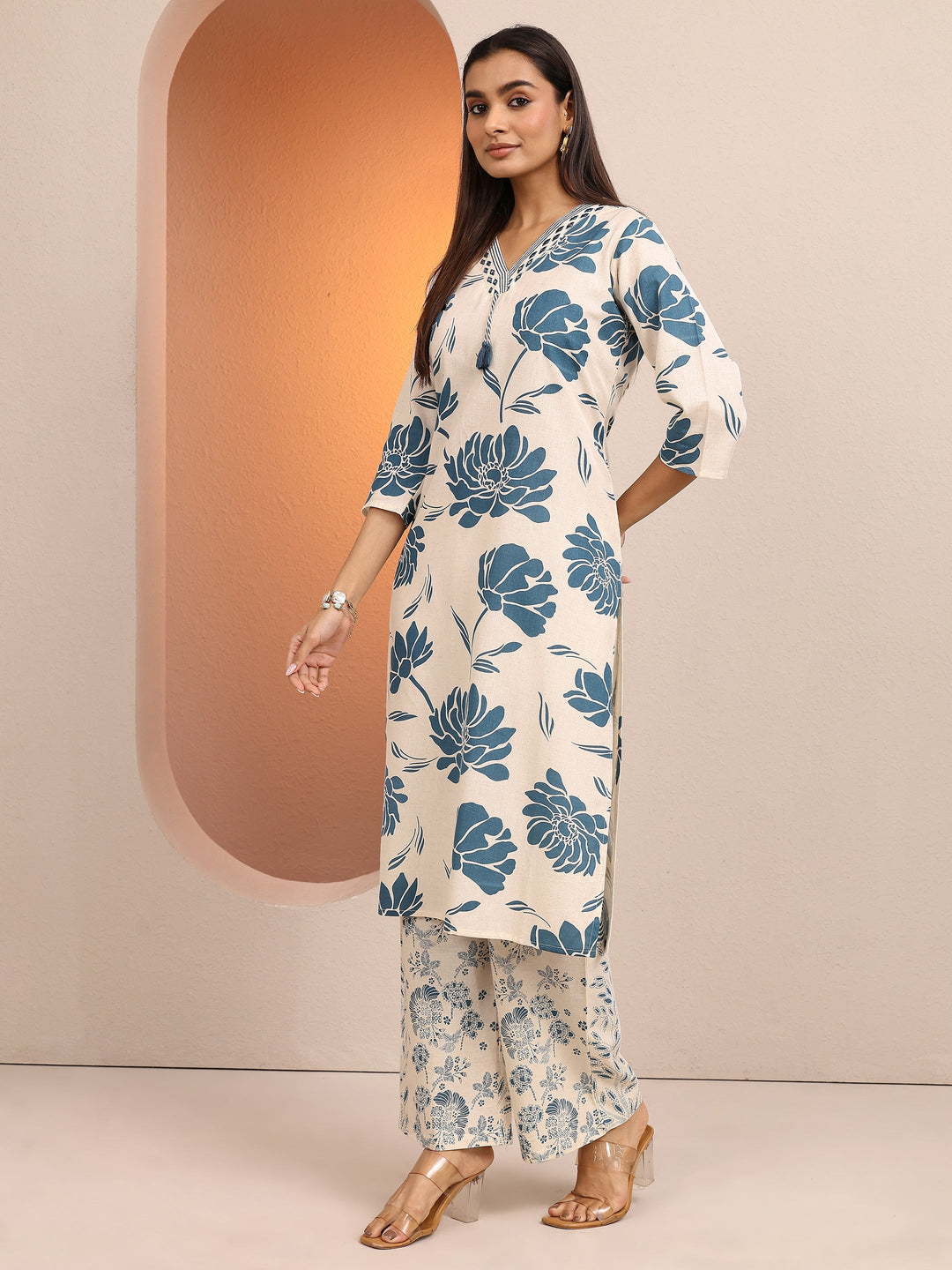  Off White Printed Cotton Co-Ord Sets 