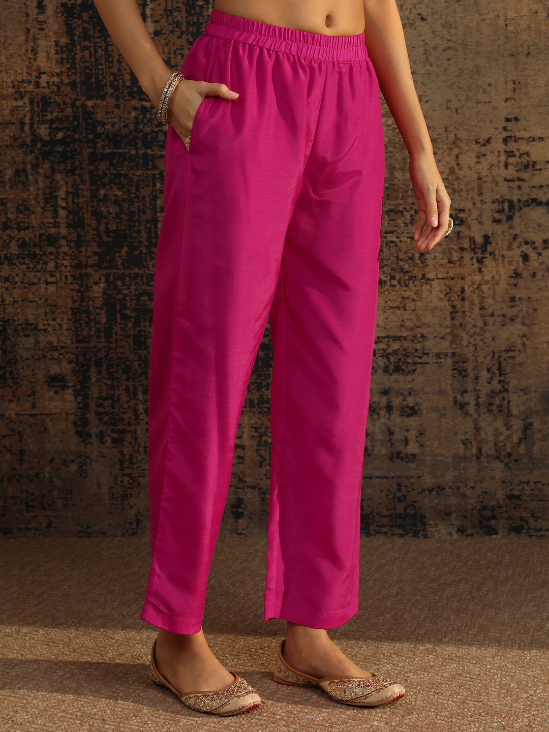  Pink Embroidered Chiffon Anarkali Suit Set With Dupatta 