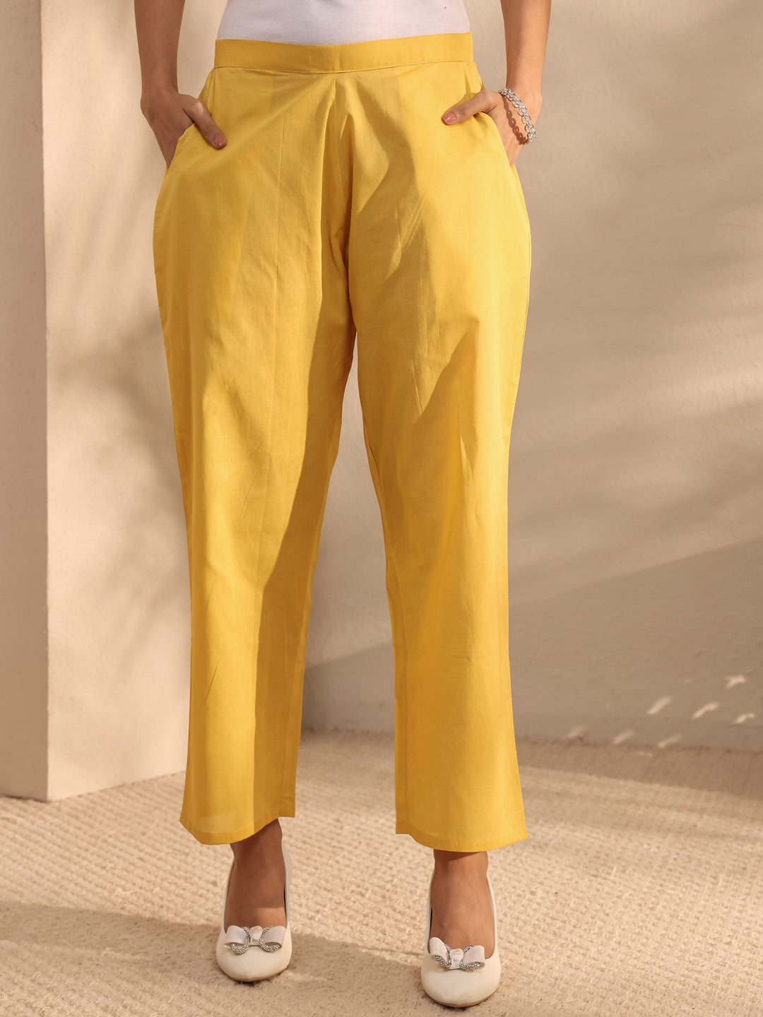  Libas Art Yellow Embroidered Silk Blend Straight Suit Set With Dupatta 