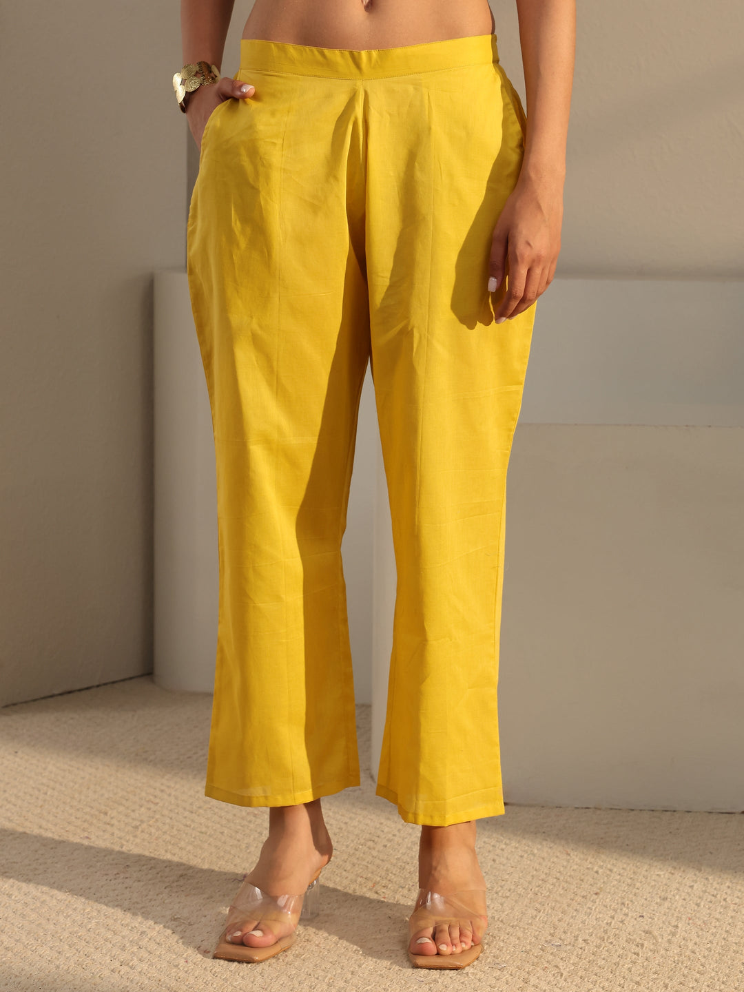  Libas Art Yellow Embroidered Silk Blend Straight Suit Set With Dupatta 