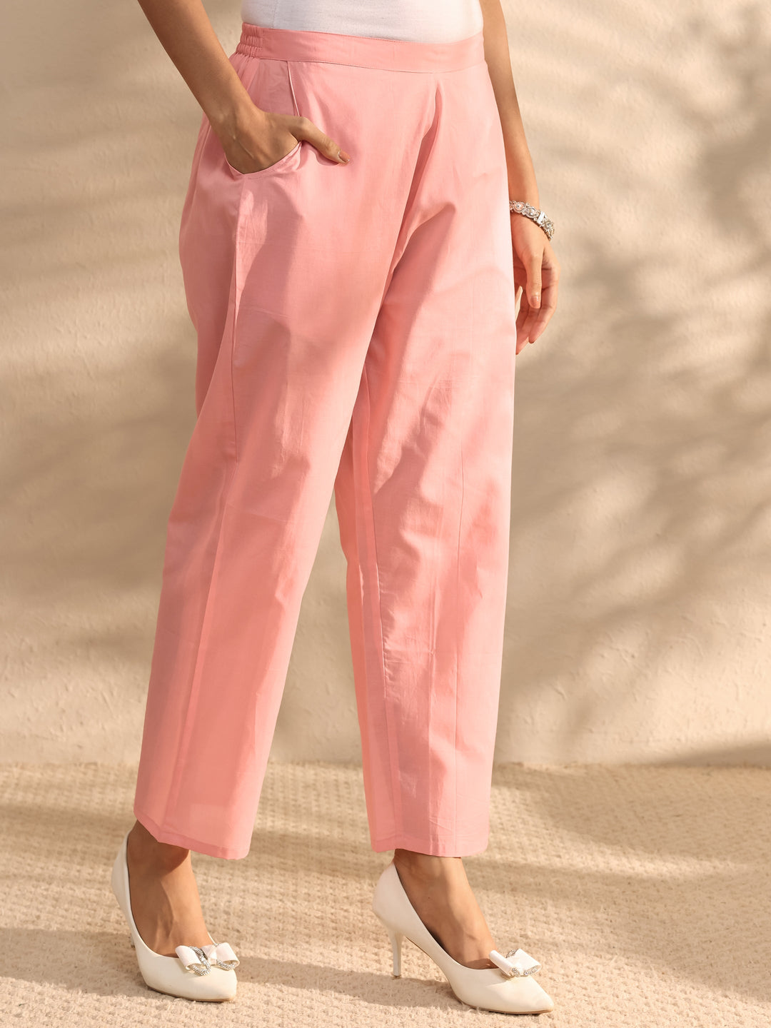  Libas Art Pink Embroidered Silk Blend Straight Suit Set With Dupatta 