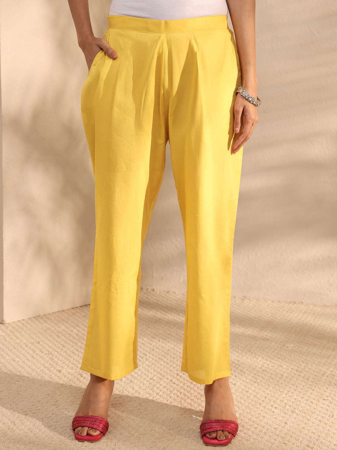  Libas Art Yellow Embroidered Silk Blend Straight Suit Set With Dupatta 