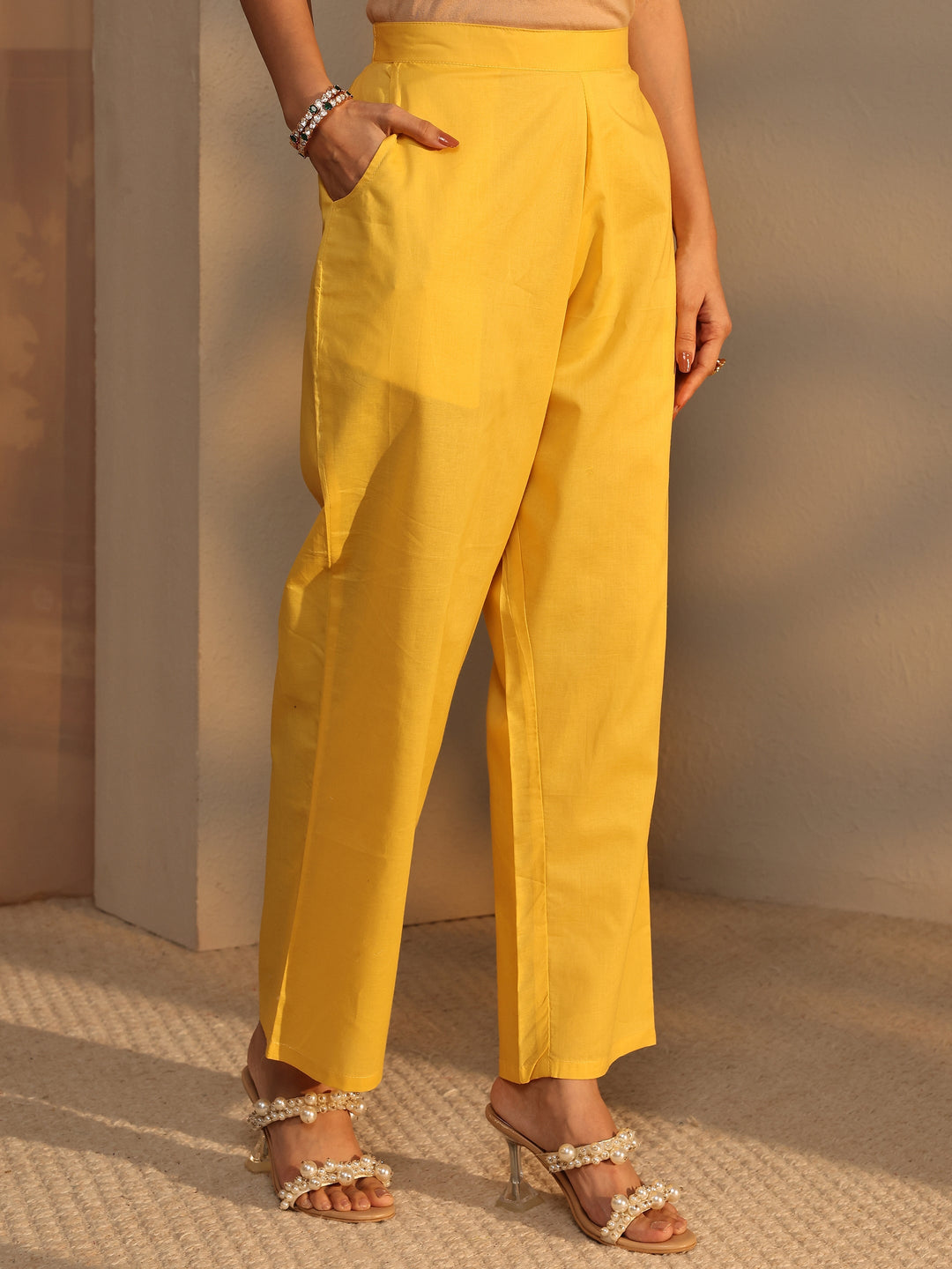  Libas Art Yellow Embroidered Silk Blend Straight Suit Set With Dupatta 