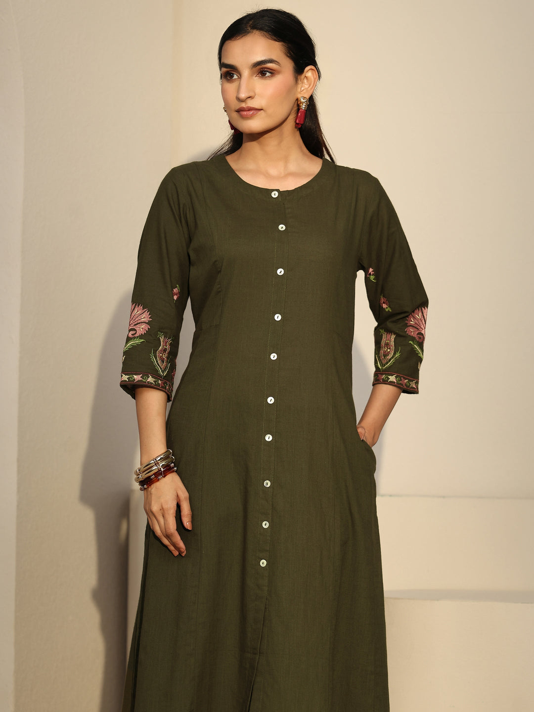  Libas Olive Green Cotton Co-Ord Set 