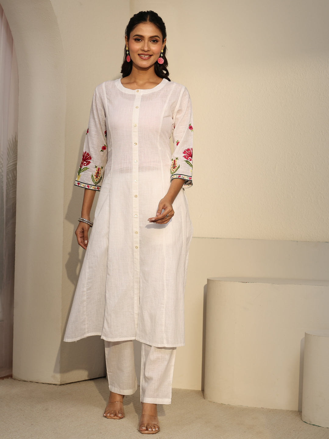  Libas White Cotton Co-Ord Set 